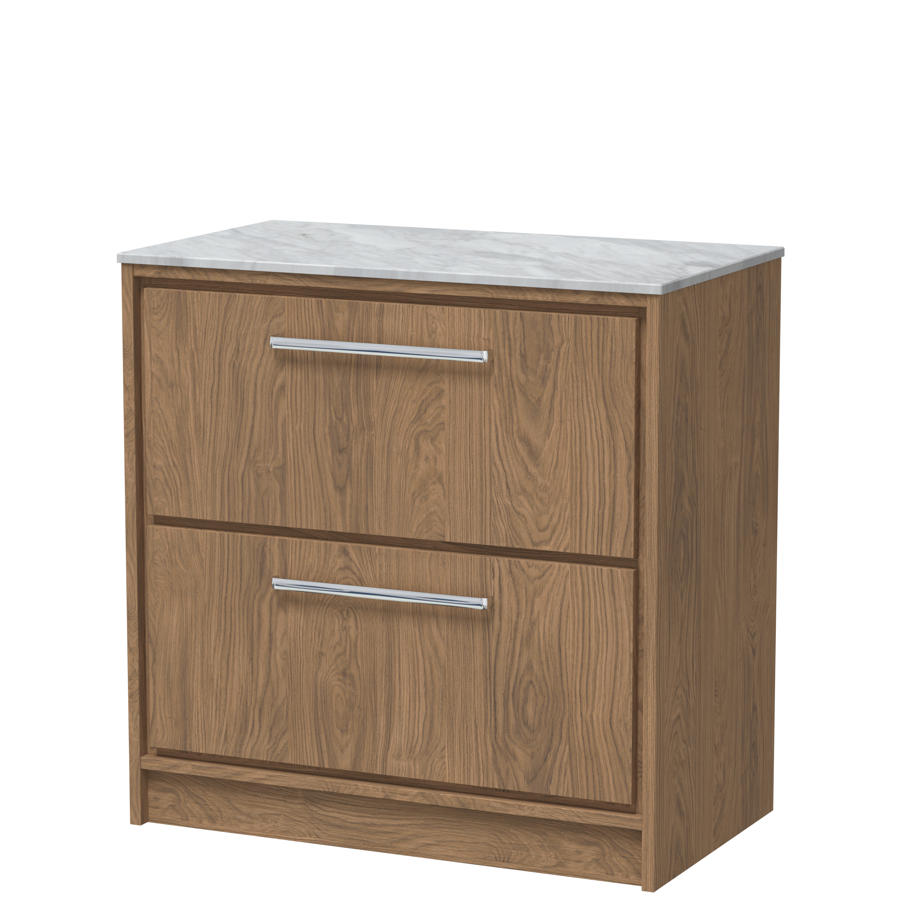 Hudson Reed Lille Antique Oak 800mm Floor Standing 2 Drawer Vanity with Marble Worktop LIL2735GMT