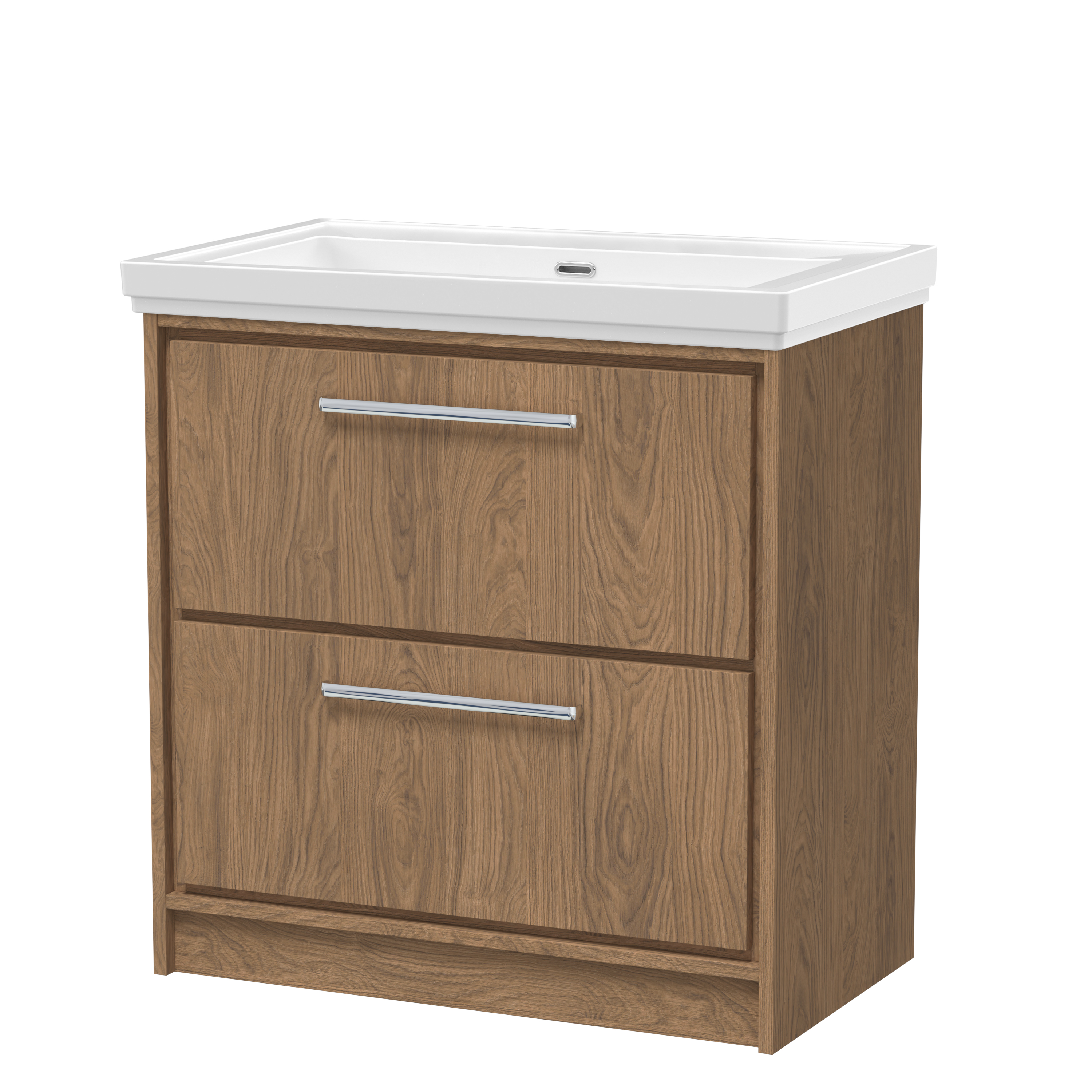 Hudson Reed Lille Antique Oak 800mm Floor Standing 2 Drawer Vanity with Basin 0 Tap Hole LIL2735H