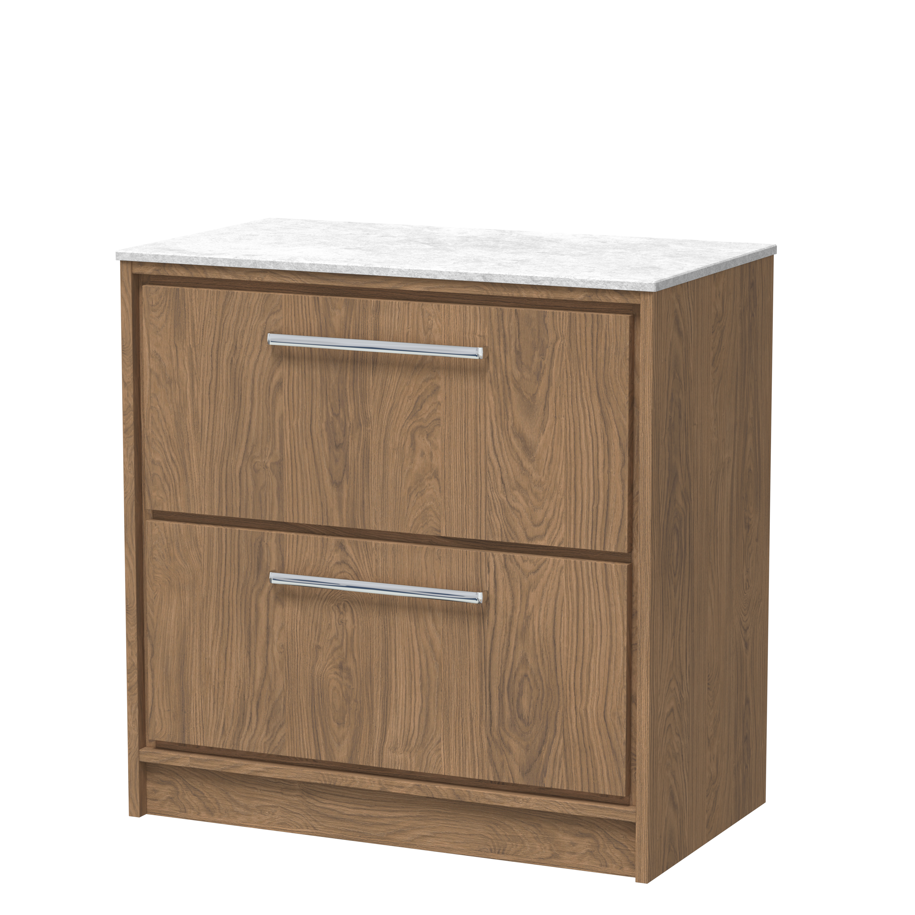 Hudson Reed Lille Antique Oak 800mm Floor Standing 2 Drawer Vanity with Marble Worktop LIL2735WMT