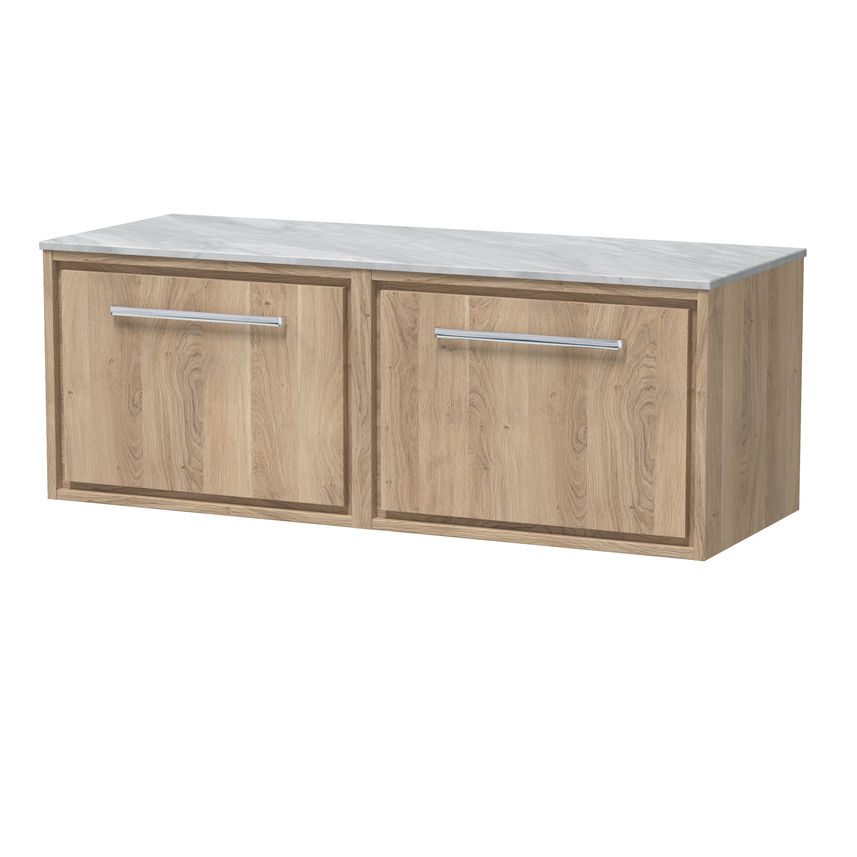 Hudson Reed Lille Bleached Oak 1200mm Wall Hung Vanity with Marble Worktop LIL3022GMT2