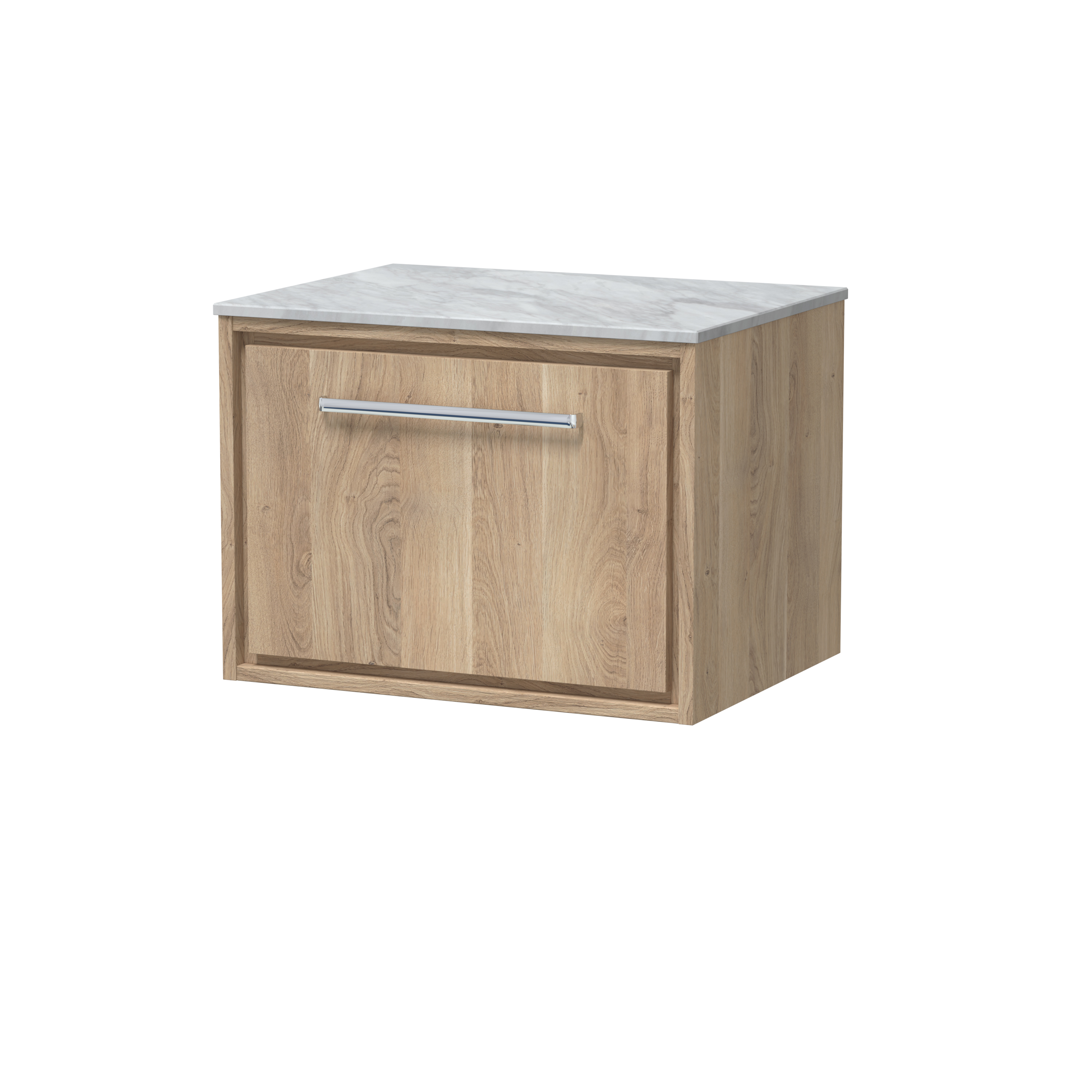 Hudson Reed Lille Bleached Oak 600mm Wall Hung Vanity with Marble Worktop LIL3022GMT