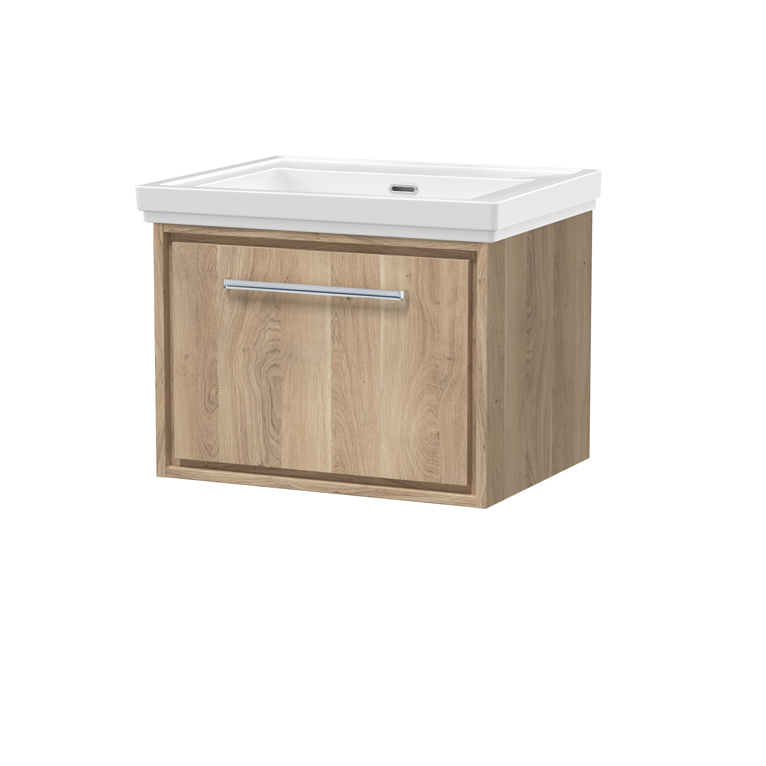 Hudson Reed Lille Bleached Oak 600mm Wall Hung Vanity with Basin 0 Tap Hole LIL3022H