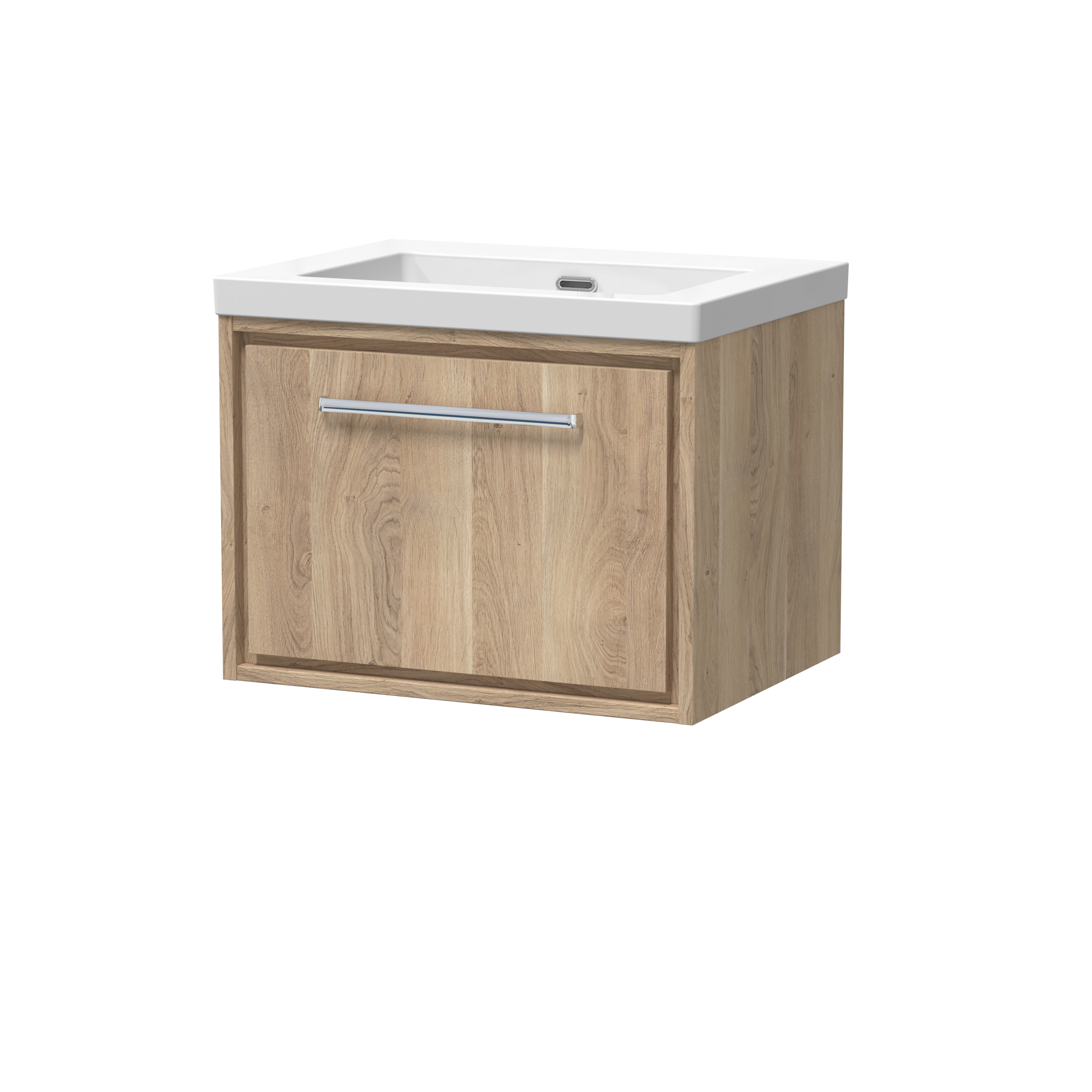 Hudson Reed Lille Bleached Oak 600mm Wall Hung Vanity with Basin 0 Tap Hole LIL3022K