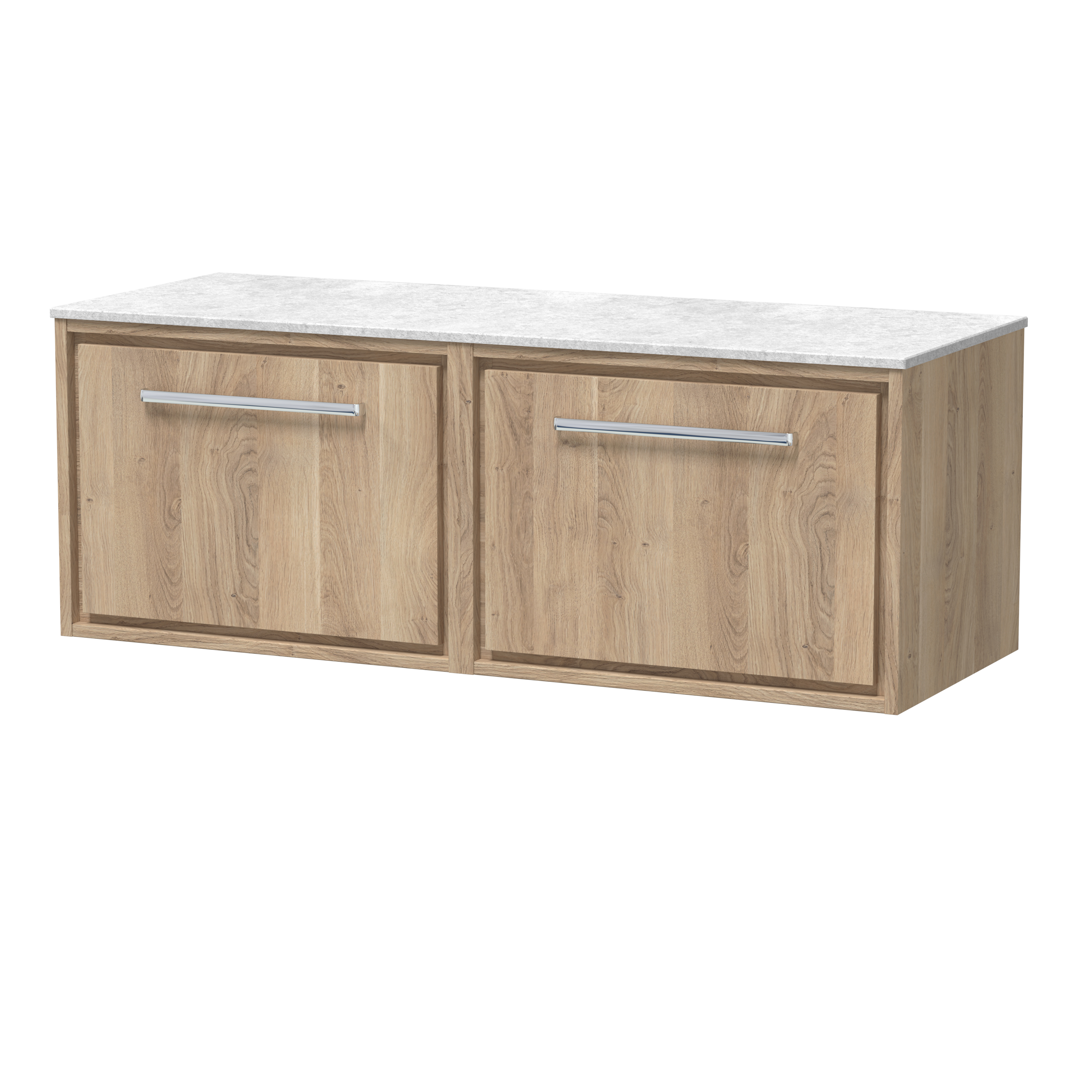 Hudson Reed Lille Bleached Oak 1200mm Wall Hung Vanity with Marble Worktop LIL3022WMT2
