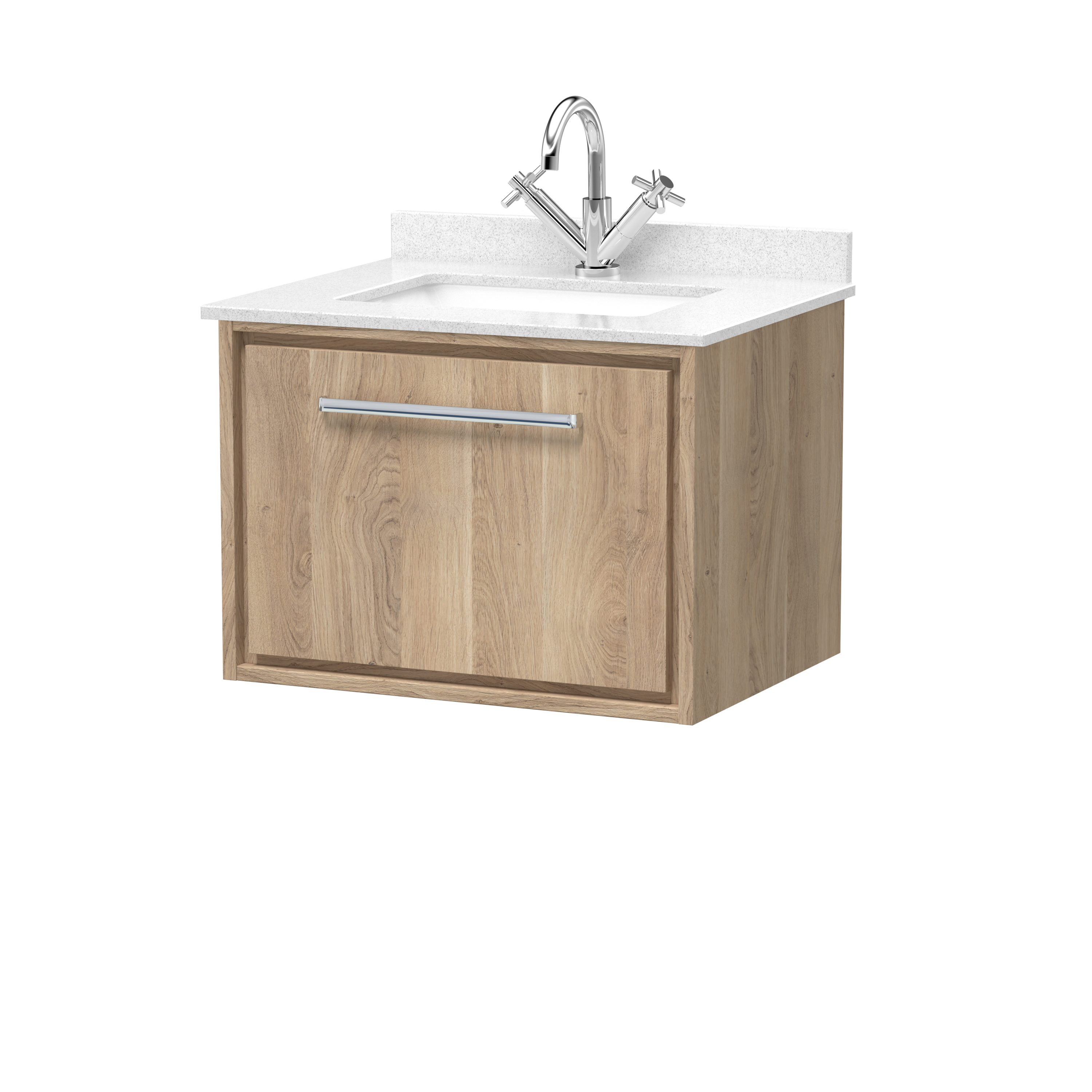 Hudson Reed Lille Bleached Oak 600mm Wall Hung Vanity with Marble Worktop Basin LIL3022WS1