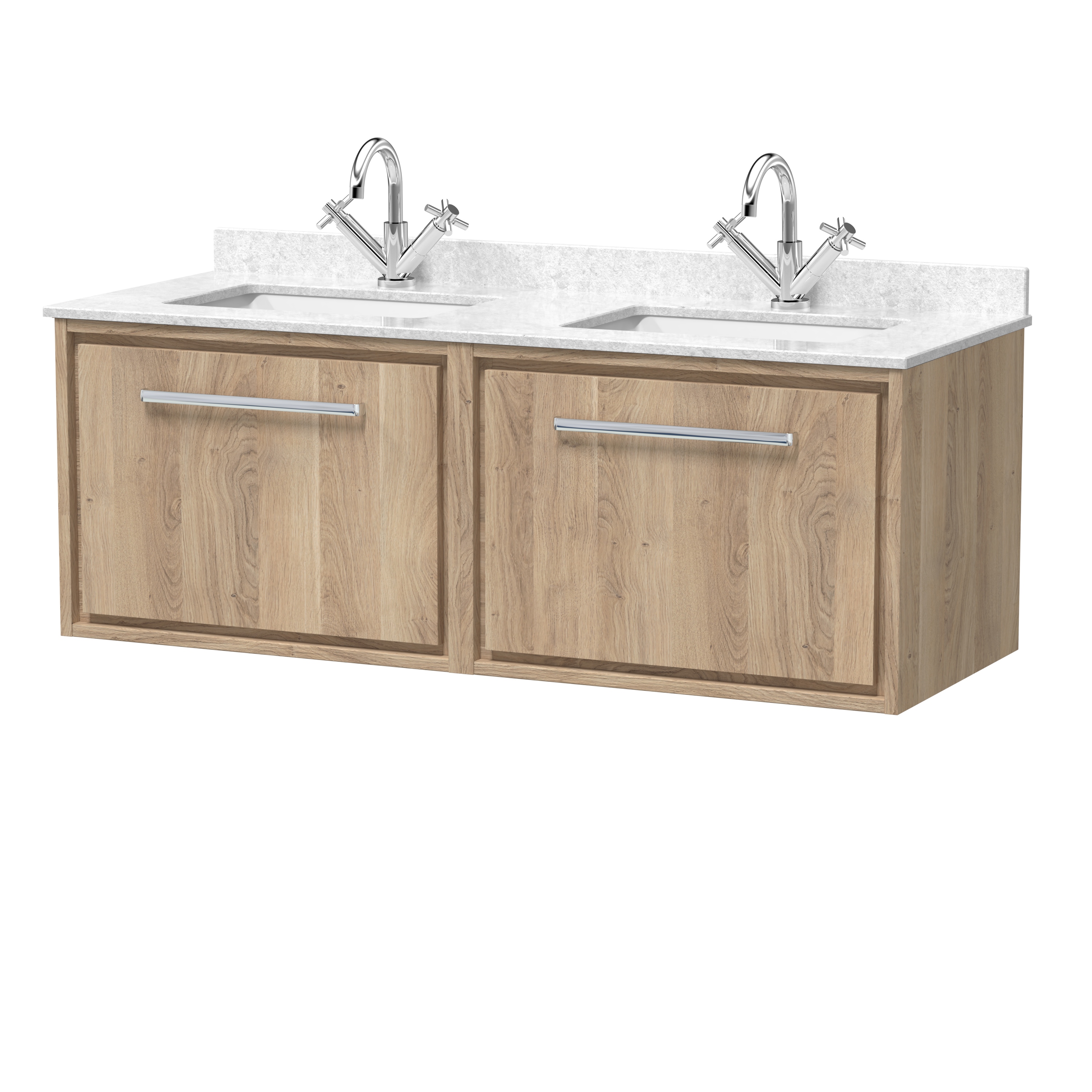 Hudson Reed Lille Bleached Oak 1200mm Wall Hung Vanity with Marble Worktop Basin LIL3022WS2