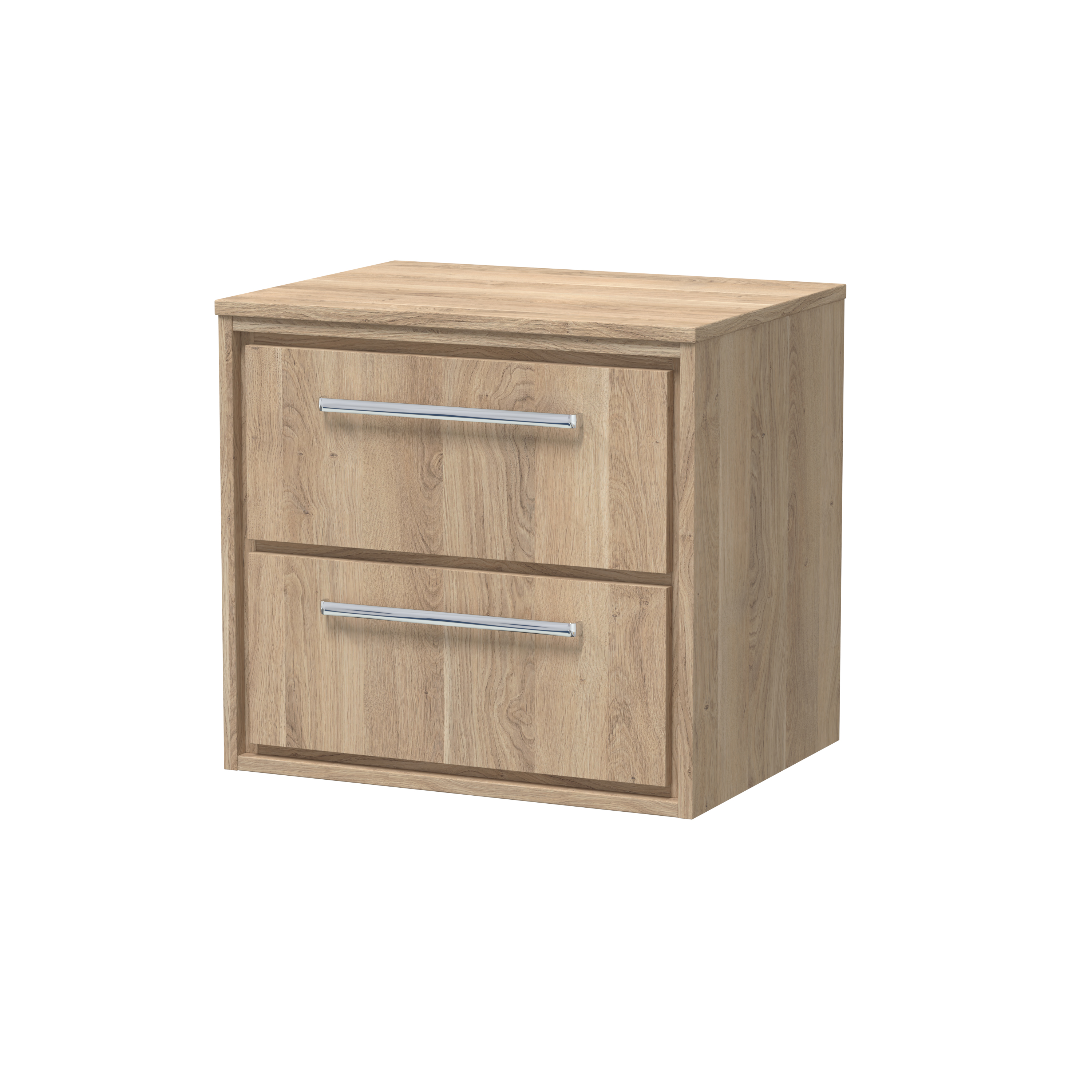 Hudson Reed Lille Bleached Oak 600mm Wall Hung 2 Drawer Vanity with Worktop LIL3024W