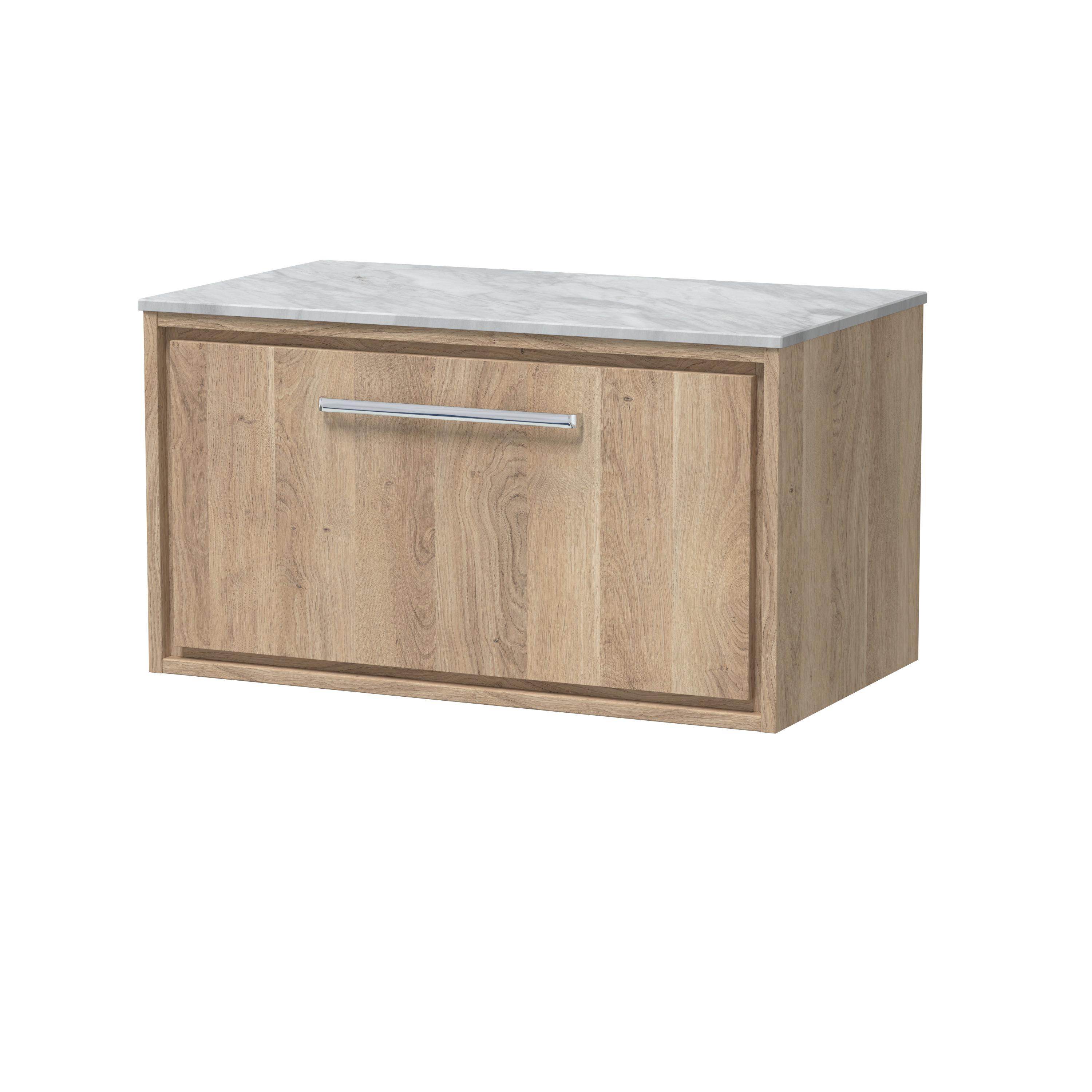 Hudson Reed Lille Bleached Oak 800mm Wall Hung Vanity with Marble Worktop LIL3025GMT