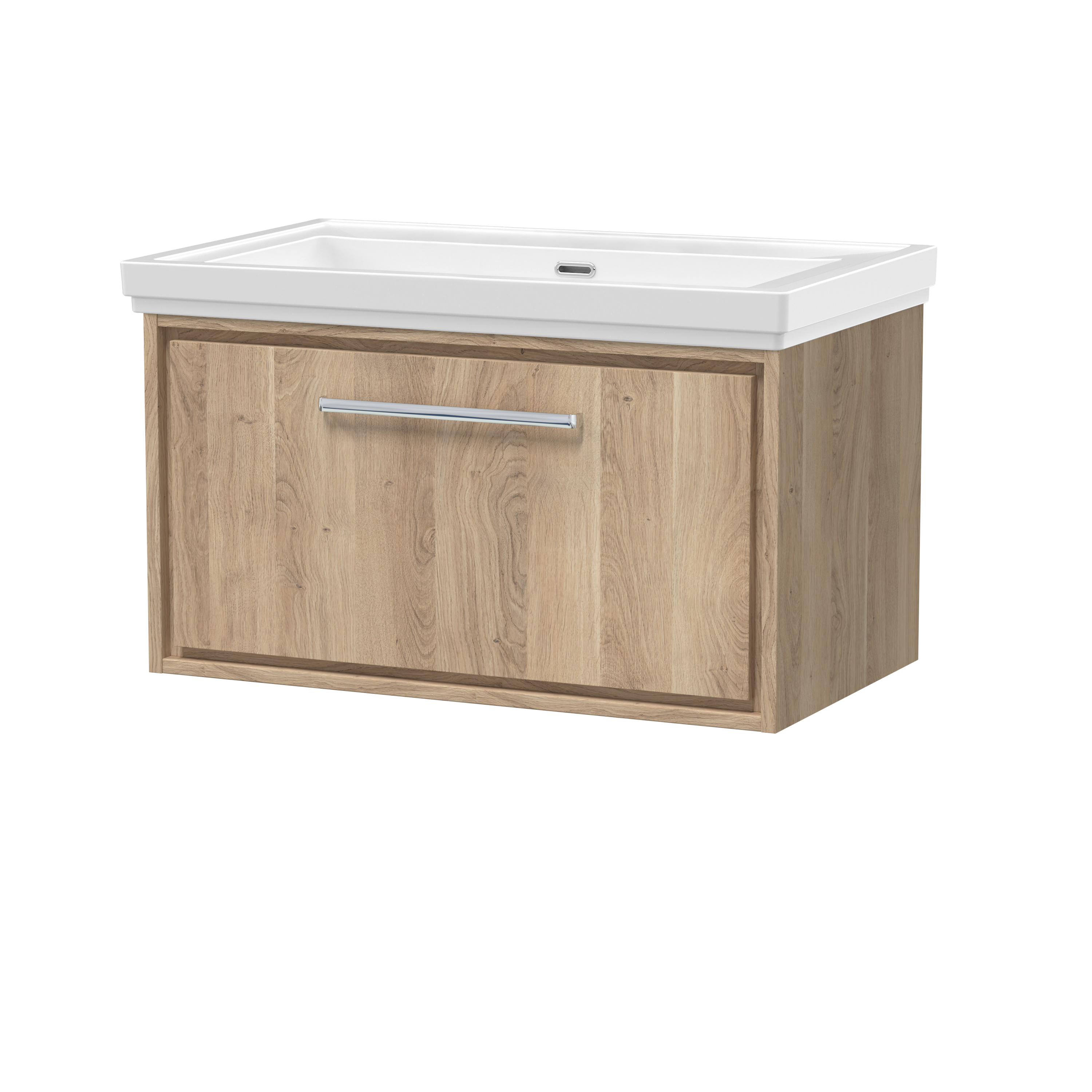 Hudson Reed Lille Bleached Oak 800mm Wall Hung Vanity with Basin 0 Tap Hole LIL3025H