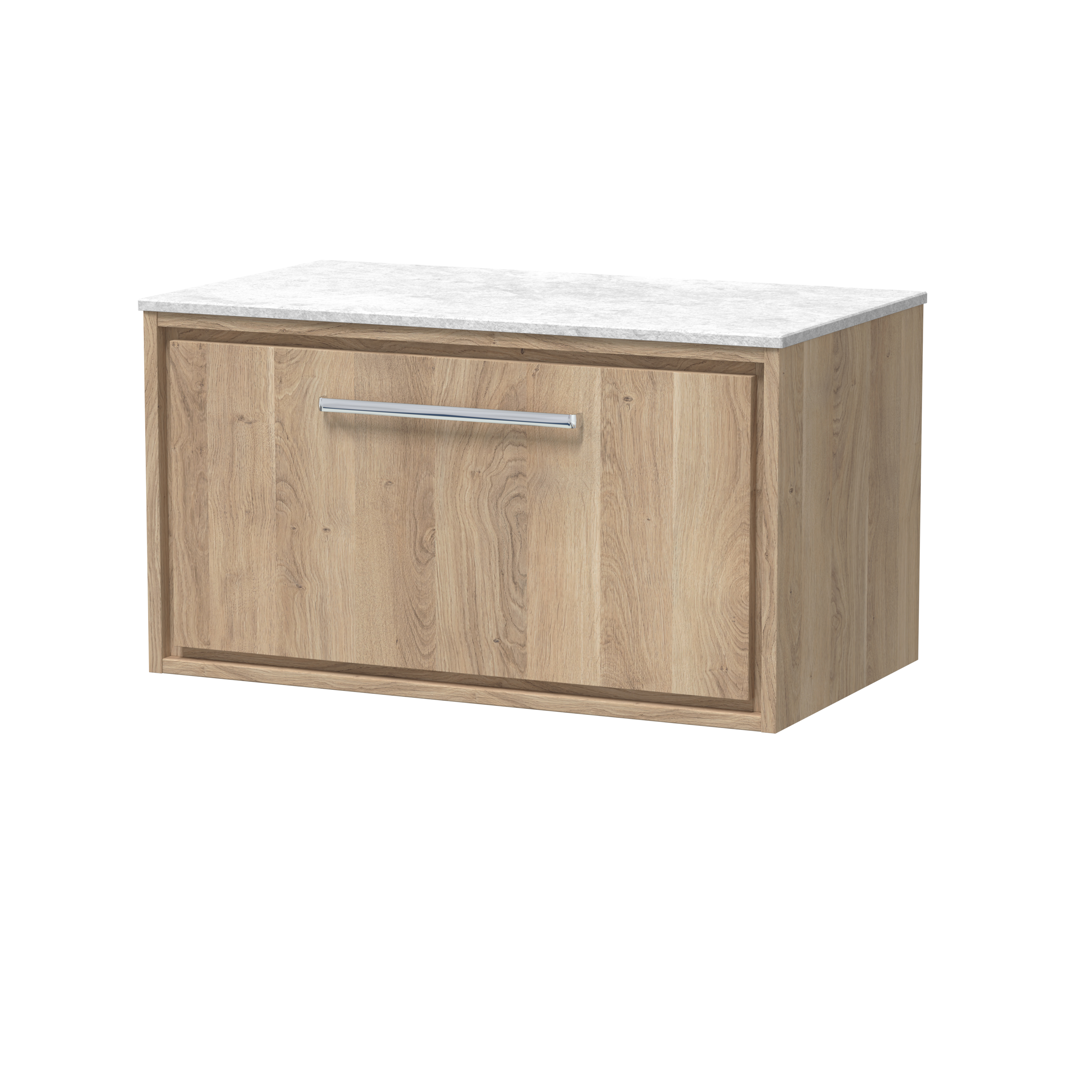 Hudson Reed Lille Bleached Oak 800mm Wall Hung Vanity with Marble Worktop LIL3025WMT
