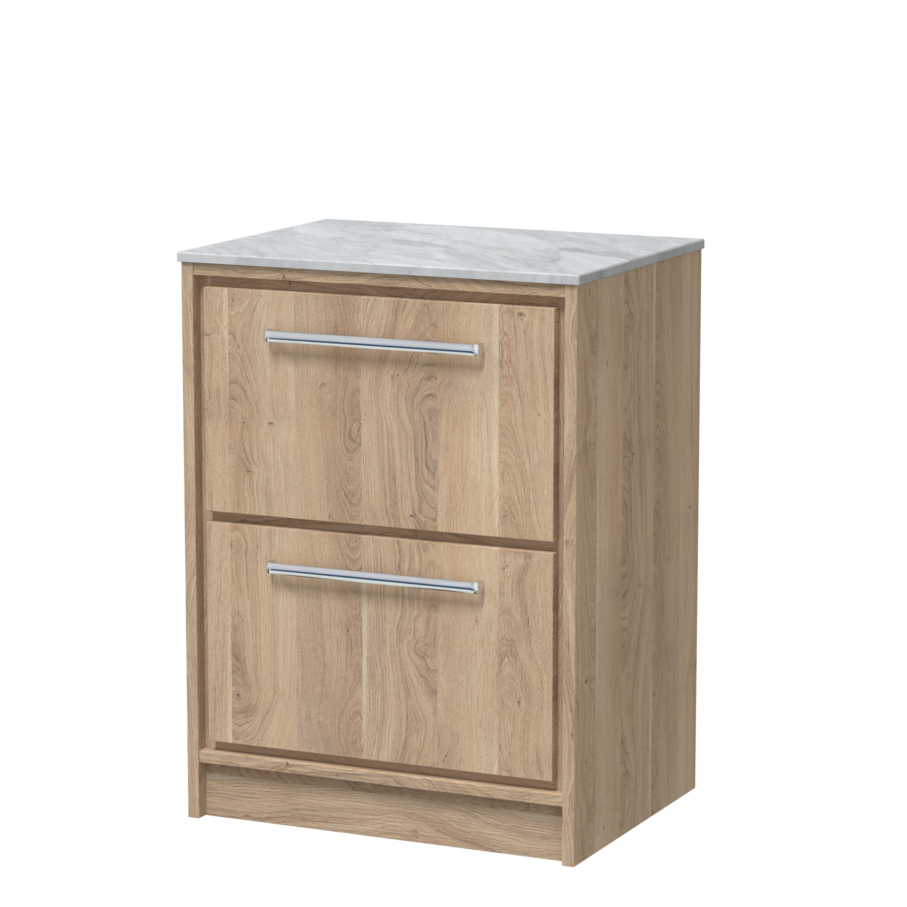 Hudson Reed Lille Bleached Oak 600mm Floor Standing 2 Drawer Vanity with Marble Worktop LIL3033GMT