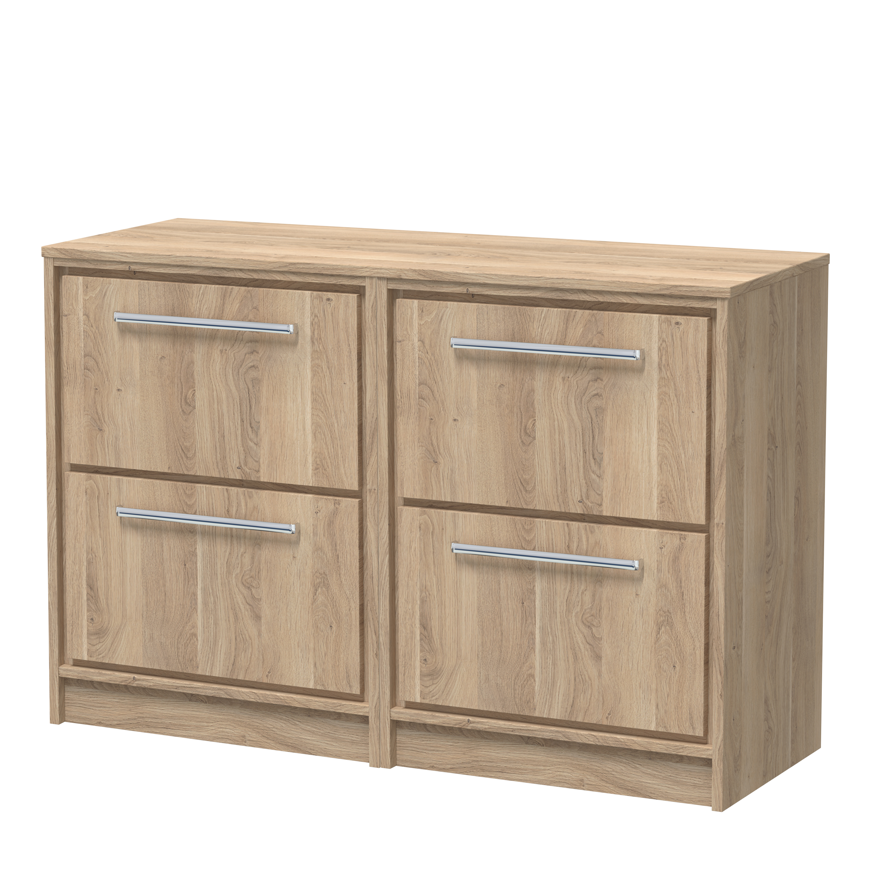 Hudson Reed Lille Bleached Oak 1200mm Floor Standing 4 Drawer Vanity with Worktop LIL3033W2
