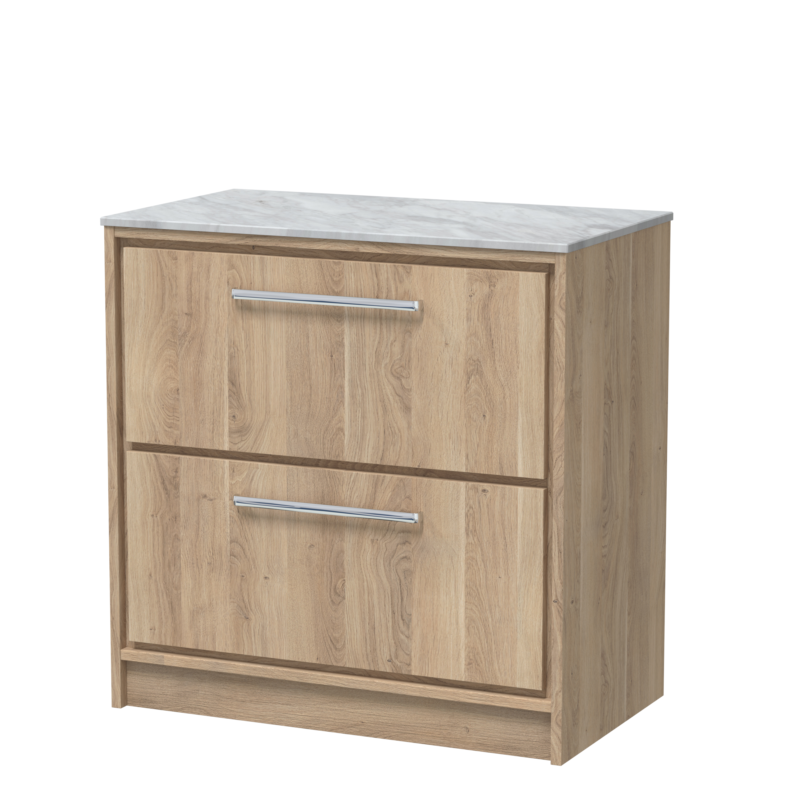 Hudson Reed Lille Bleached Oak 800mm Floor Standing 2 Drawer Vanity with Marble Worktop LIL3035GMT