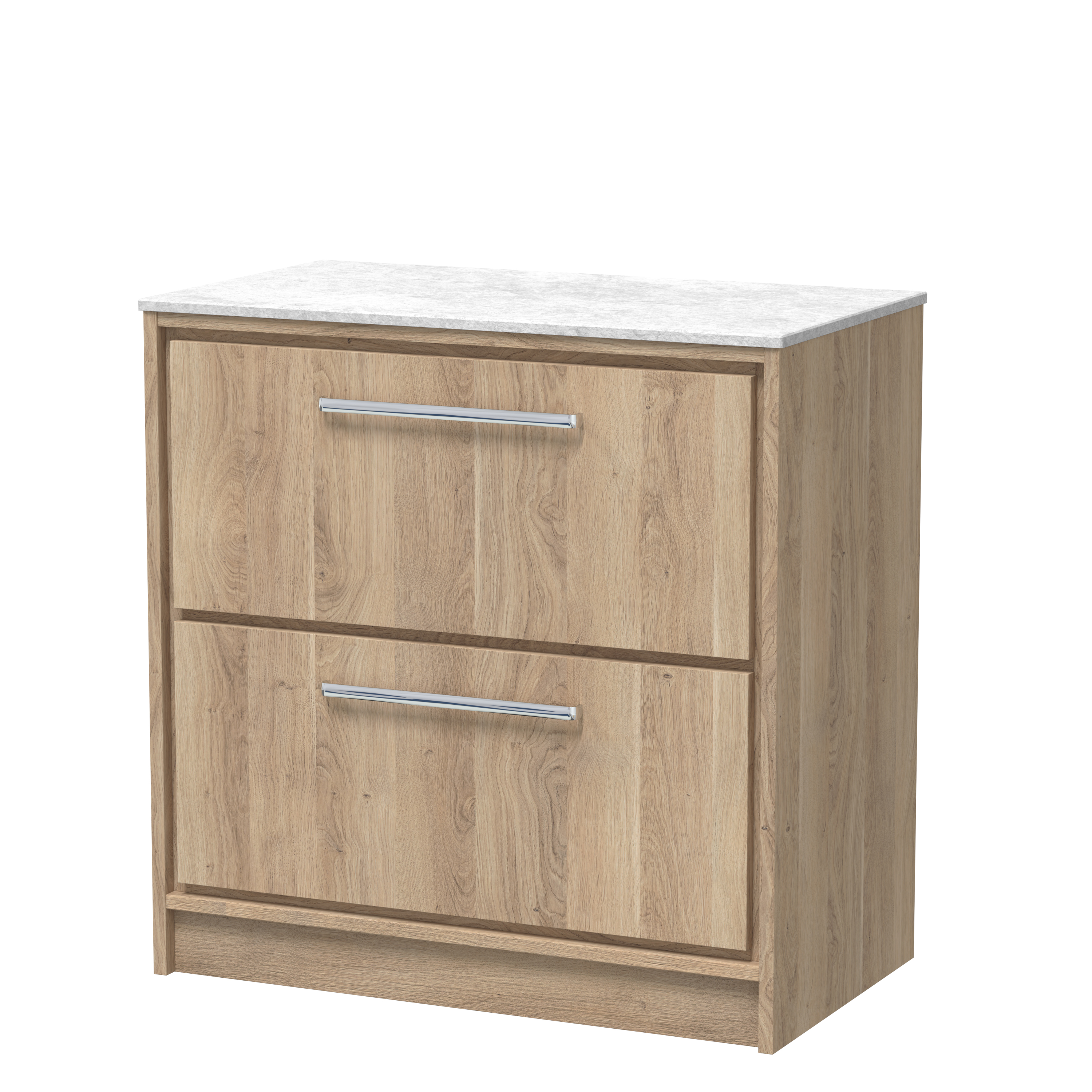 Hudson Reed Lille Bleached Oak 800mm Floor Standing 2 Drawer Vanity with Marble Worktop LIL3035WMT