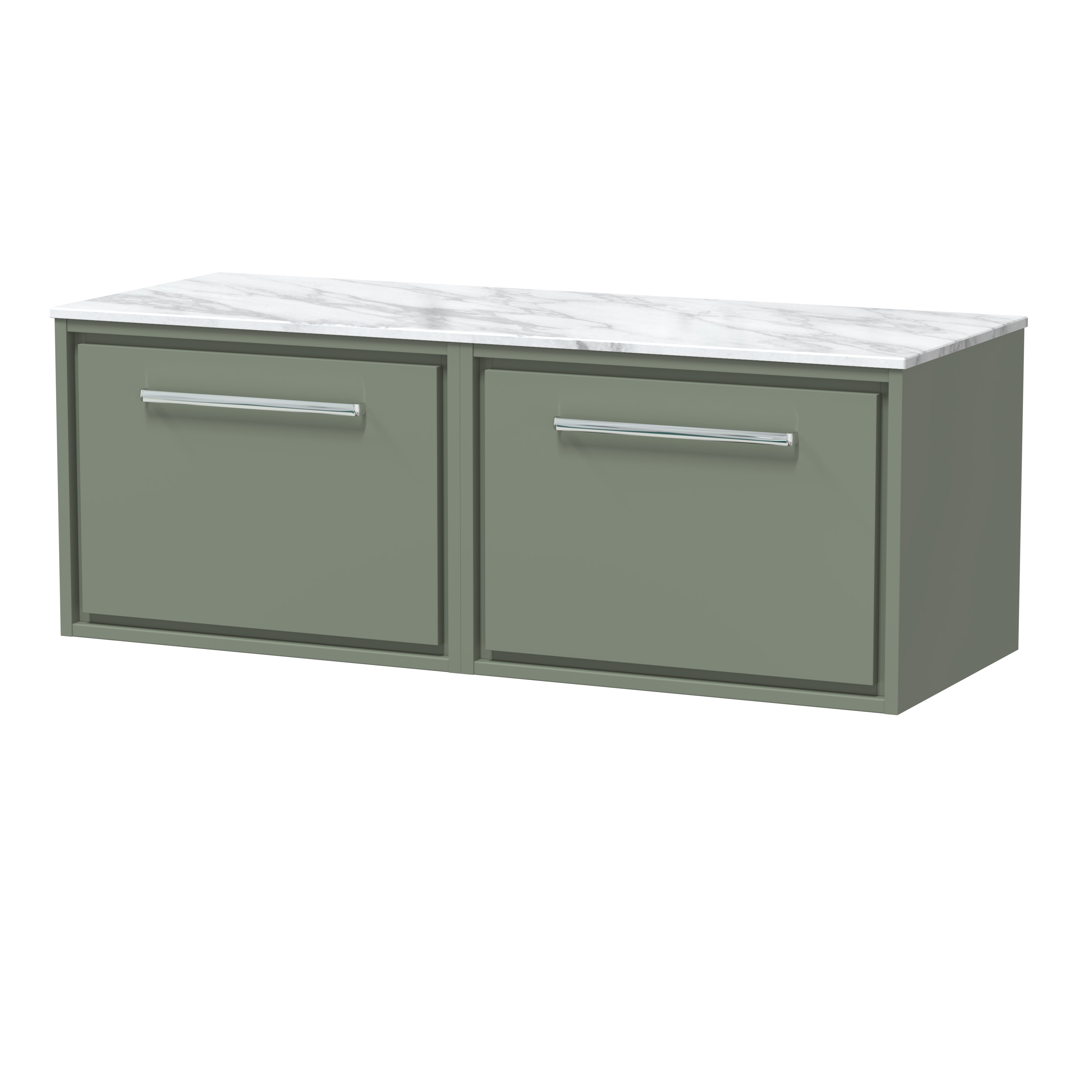Hudson Reed Lille Fern Green 1200mm Wall Hung Vanity with Marble Worktop LIL3122CMT2