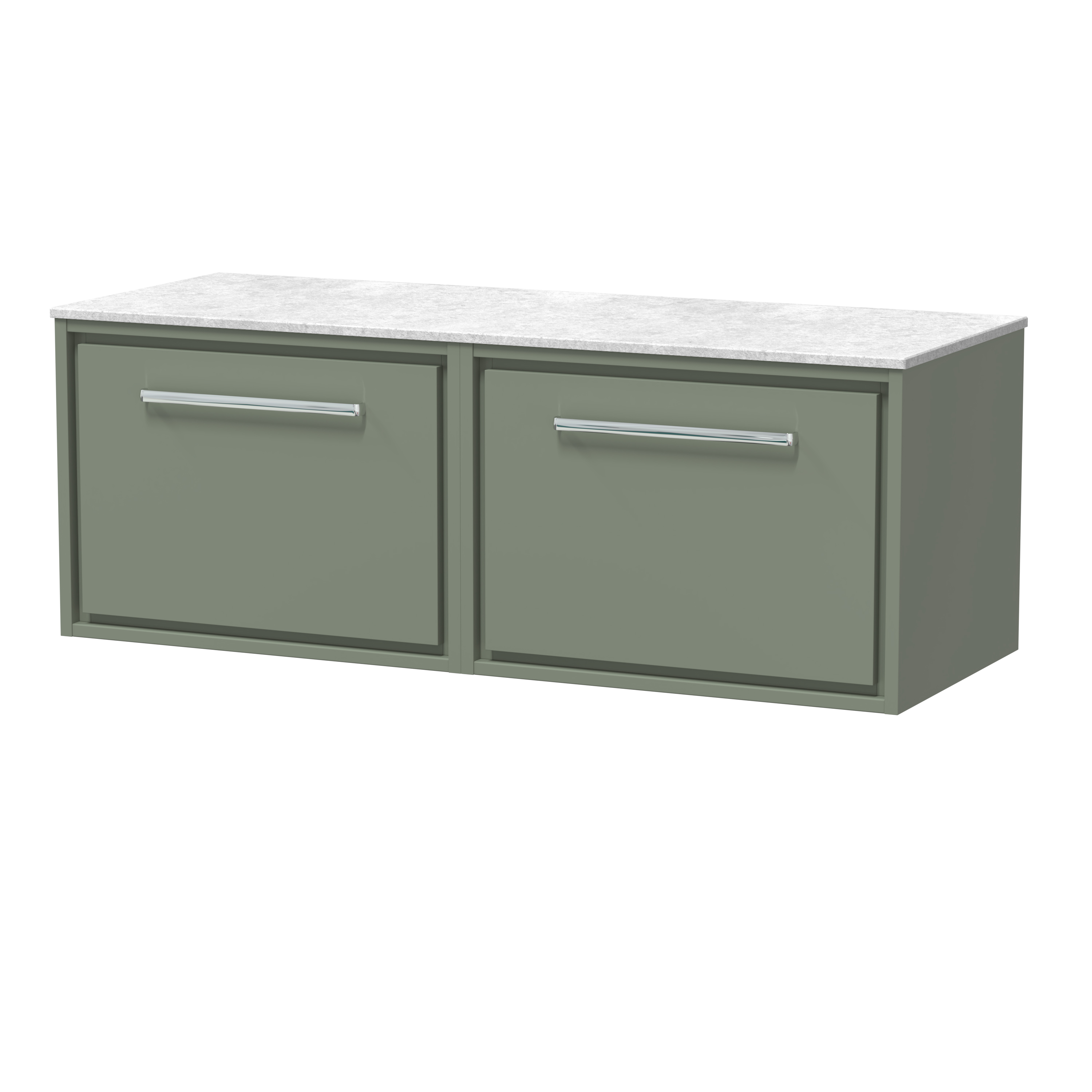 Hudson Reed Lille Fern Green 1200mm Wall Hung Vanity with Marble Worktop LIL3122WMT2