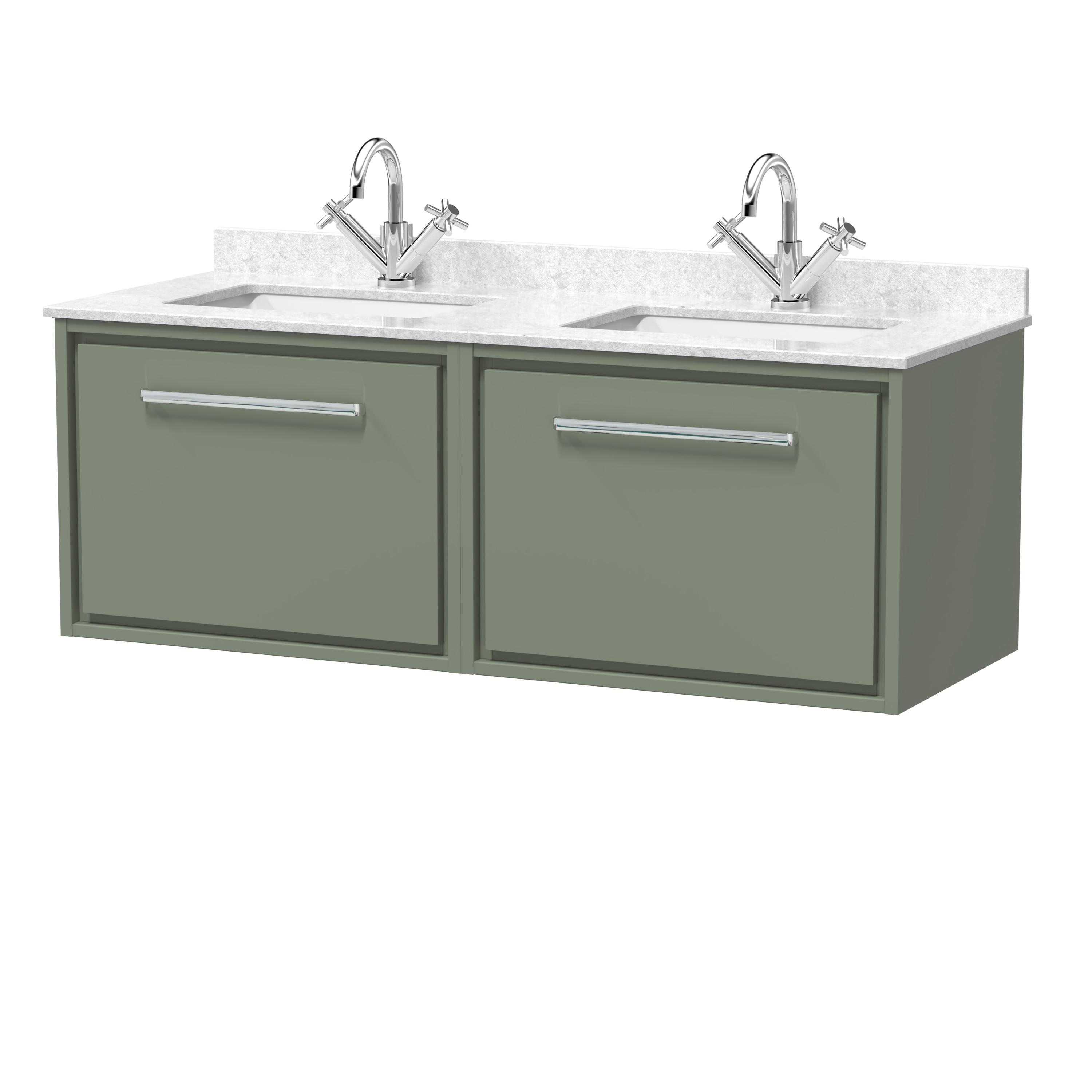 Hudson Reed Lille Fern Green 1200mm Wall Hung Vanity with Marble Worktop Basin LIL3122WS2