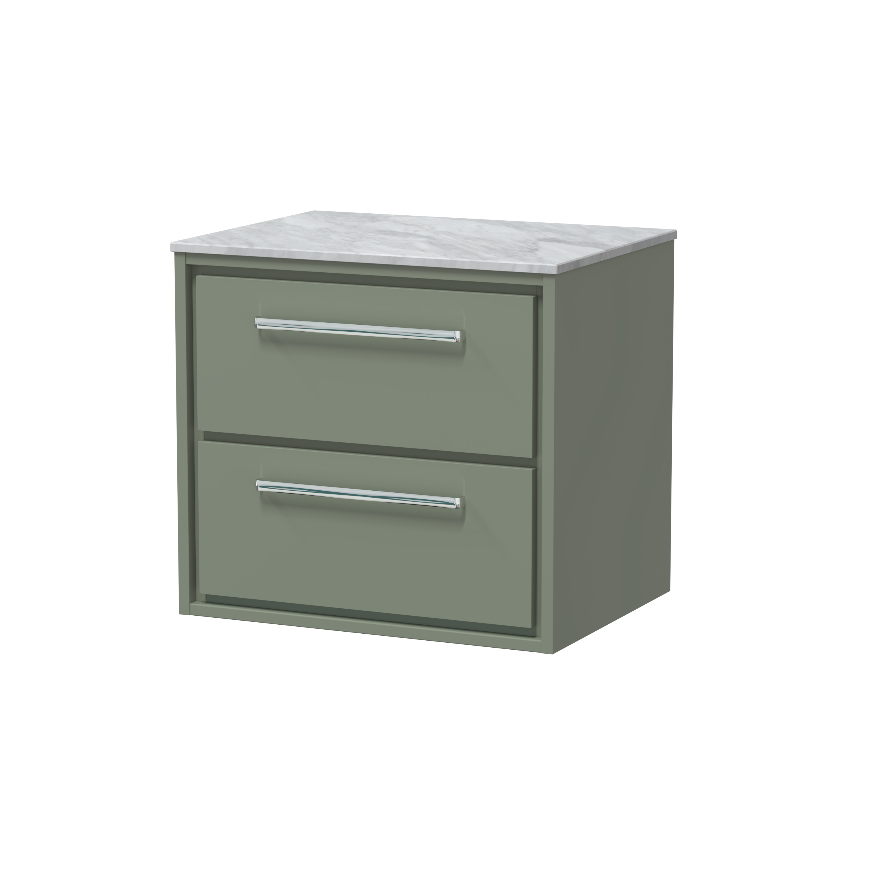 Hudson Reed Lille Fern Green 600mm Wall Hung 2 Drawer Vanity with Marble Worktop LIL3124GMT