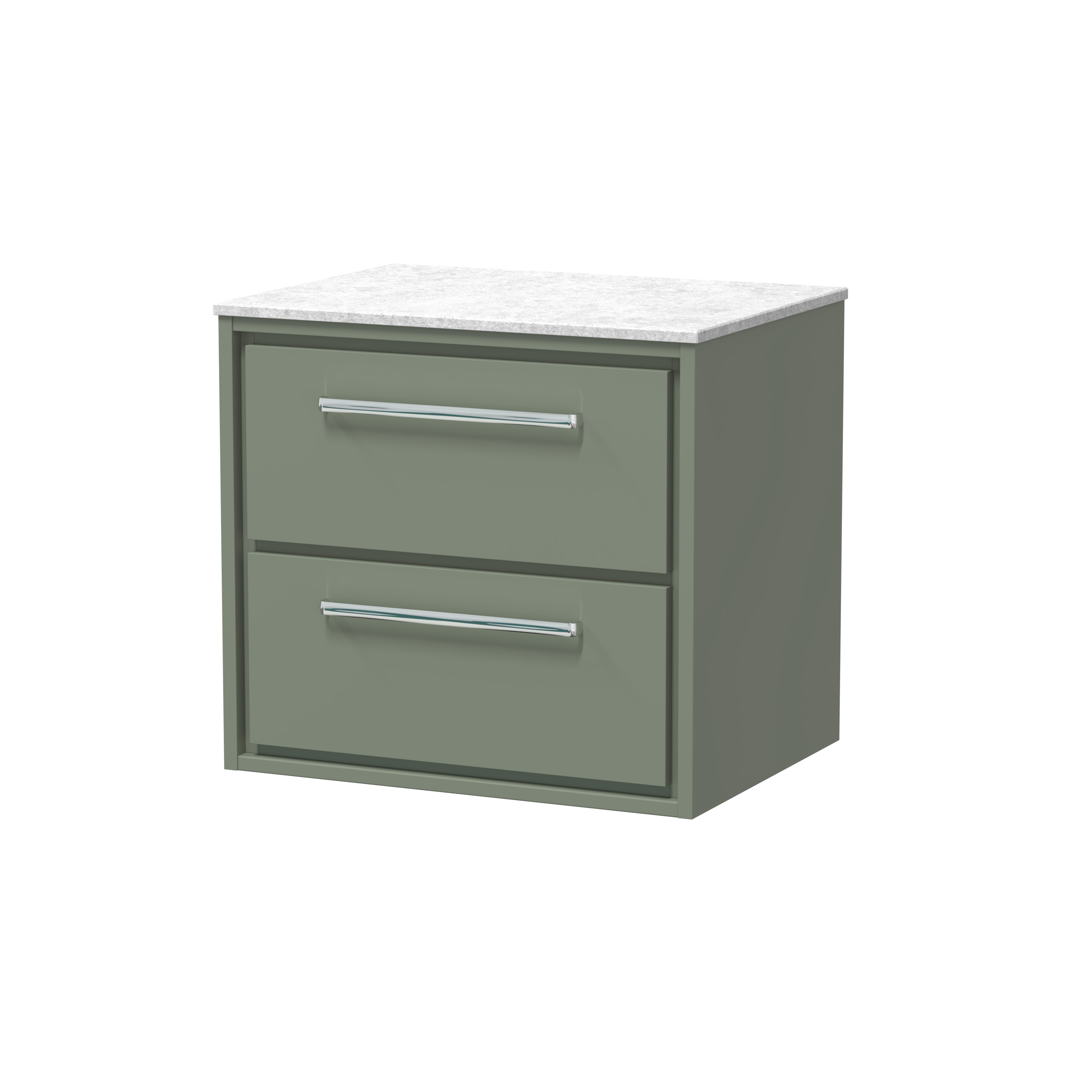 Hudson Reed Lille Fern Green 600mm Wall Hung 2 Drawer Vanity with Marble Worktop LIL3124WMT