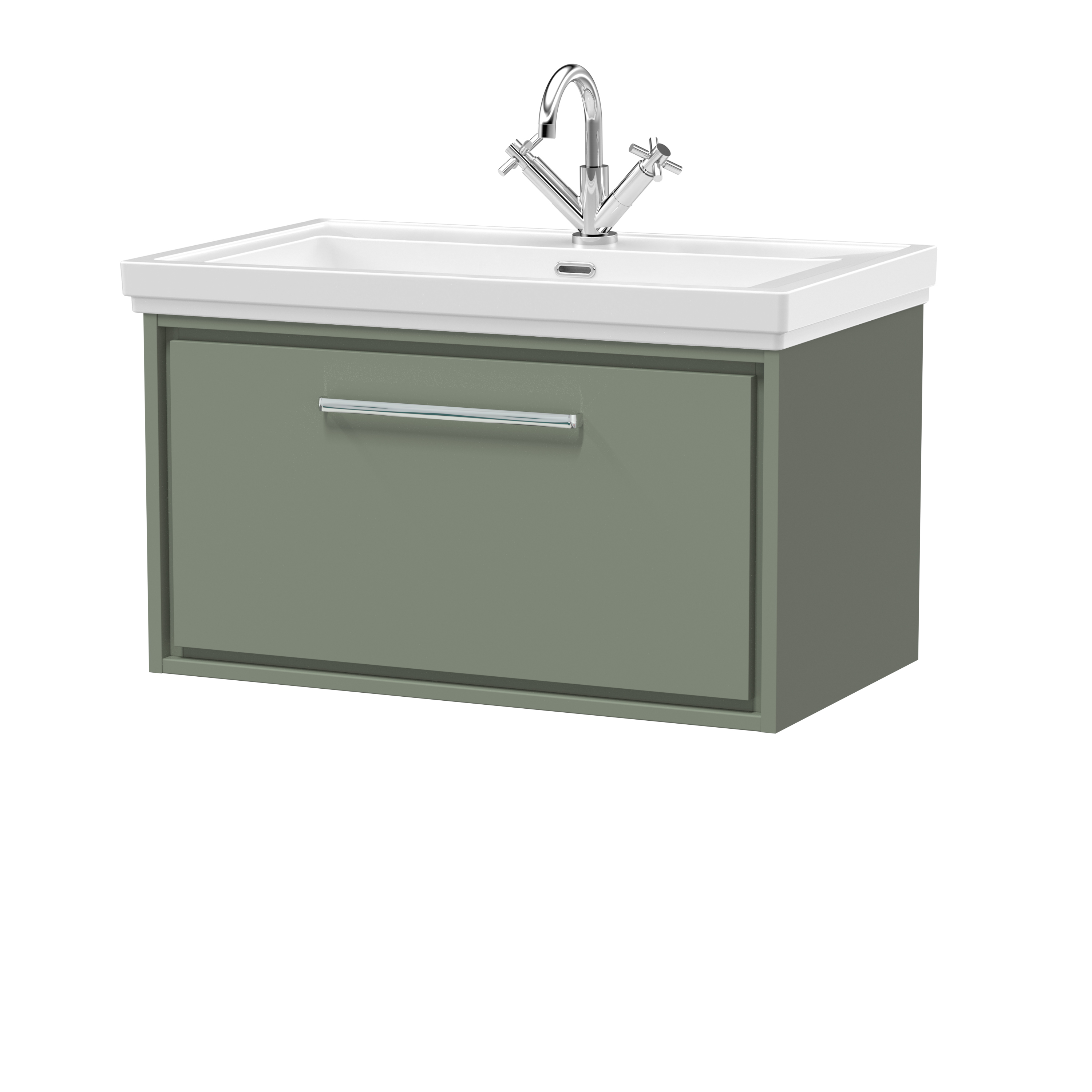 Hudson Reed Lille Fern Green 800mm Wall Hung Single Drawer Vanity with Basin 1 Tap Hole LIL3125A