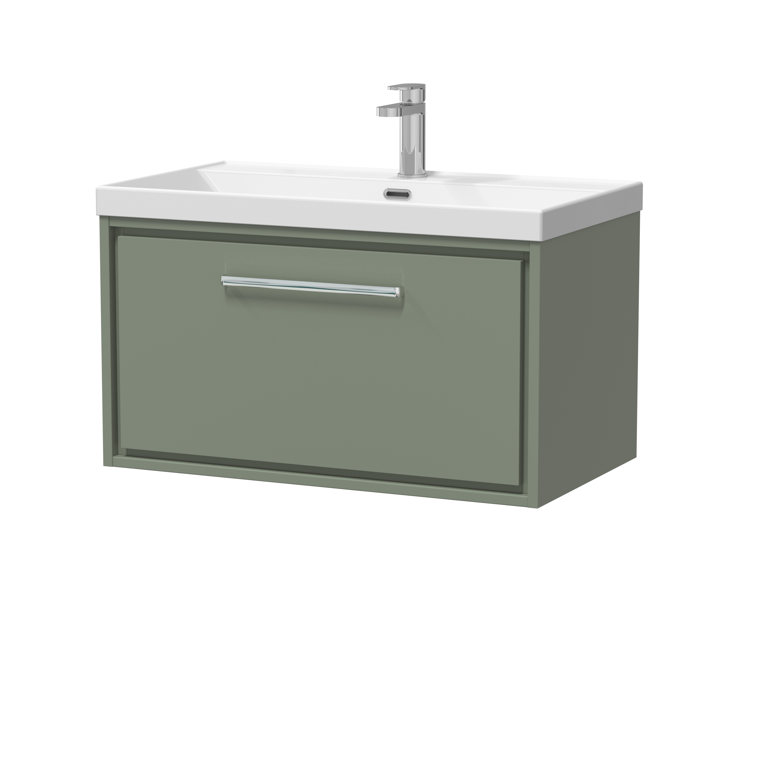 Hudson Reed Lille Fern Green 800mm Wall Hung Single Drawer Vanity with Basin 1 Tap Hole LIL3125E