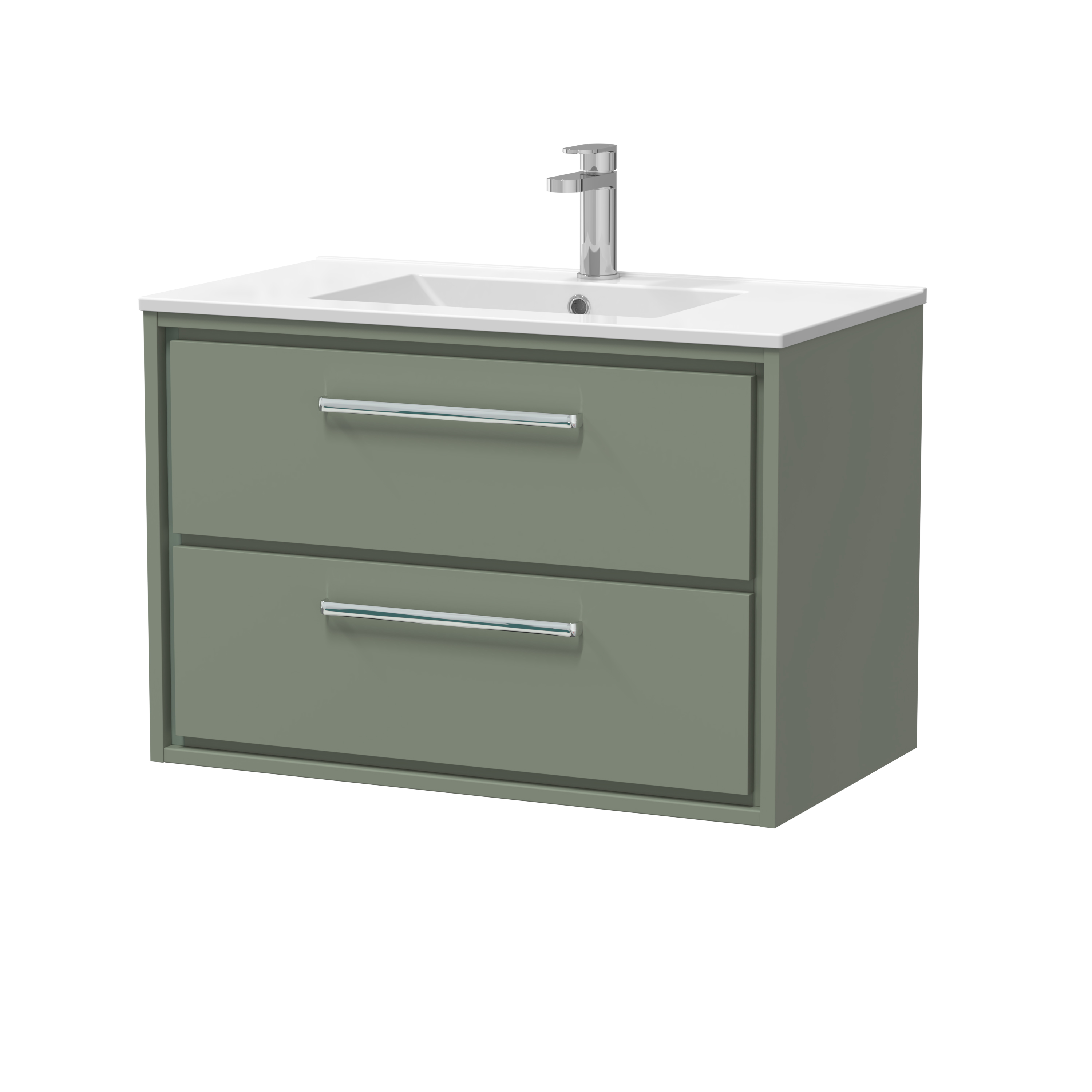 Hudson Reed Lille Fern Green 800mm Wall Hung 2 Drawer Vanity with Basin 1 Tap Hole LIL3126C