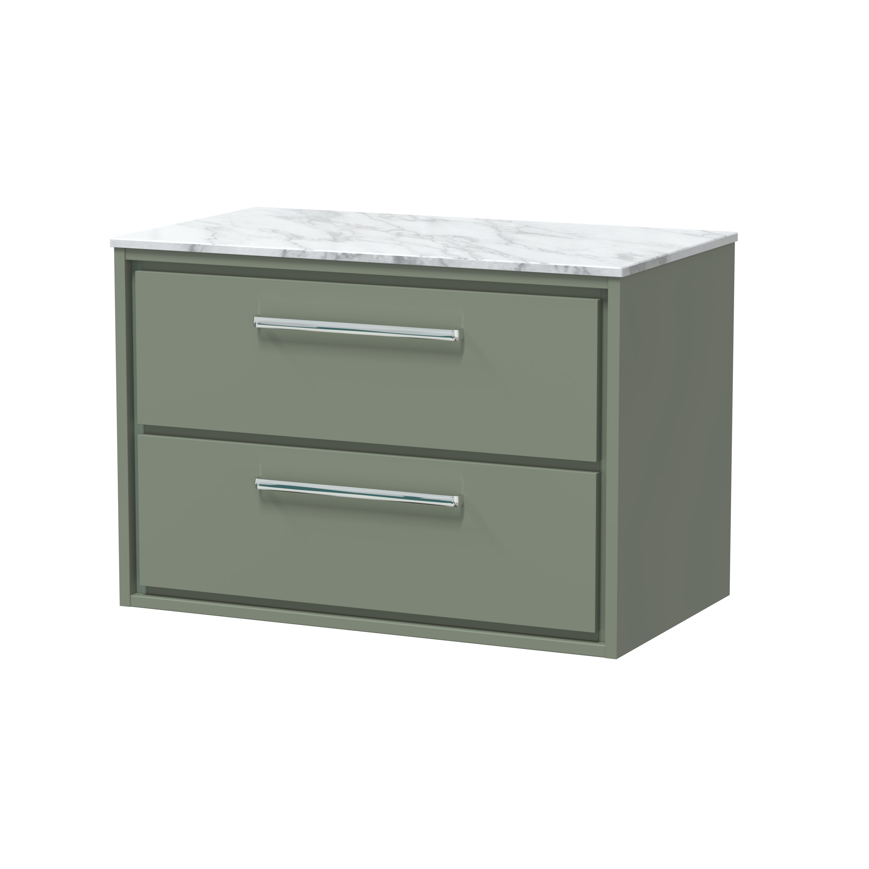 Hudson Reed Lille Fern Green 800mm Wall Hung 2 Drawer Vanity with Marble Worktop LIL3126CMT