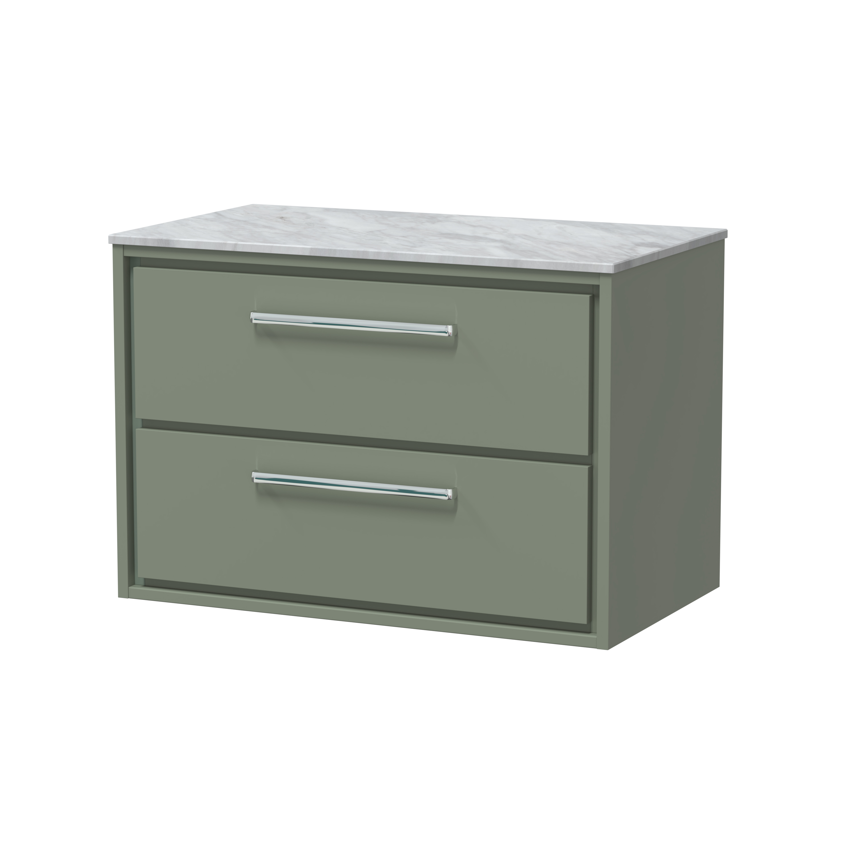 Hudson Reed Lille Fern Green 800mm Wall Hung 2 Drawer Vanity with Marble Worktop LIL3126GMT
