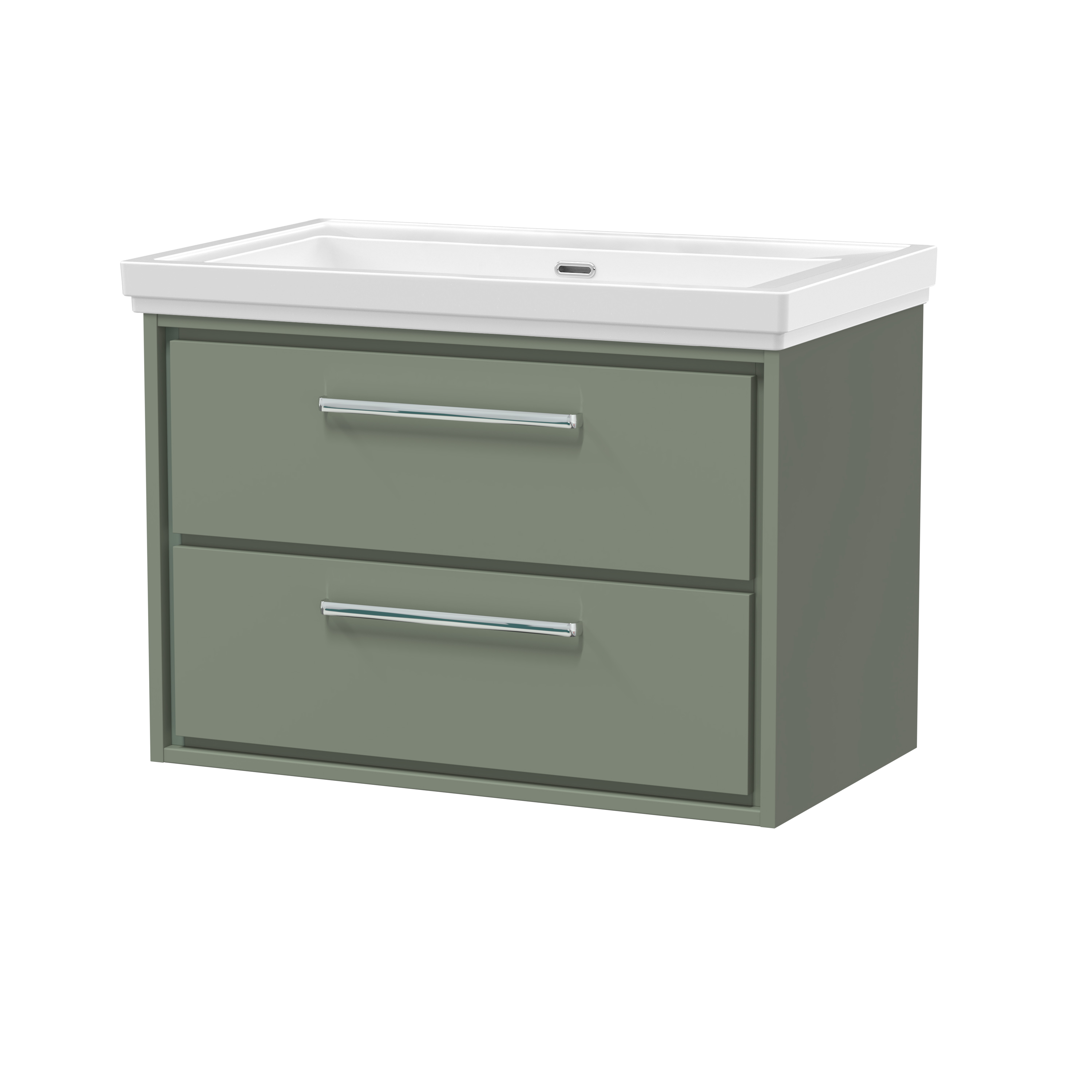Hudson Reed Lille Fern Green 800mm Wall Hung 2 Drawer Vanity with Basin 0 Tap Hole LIL3126H