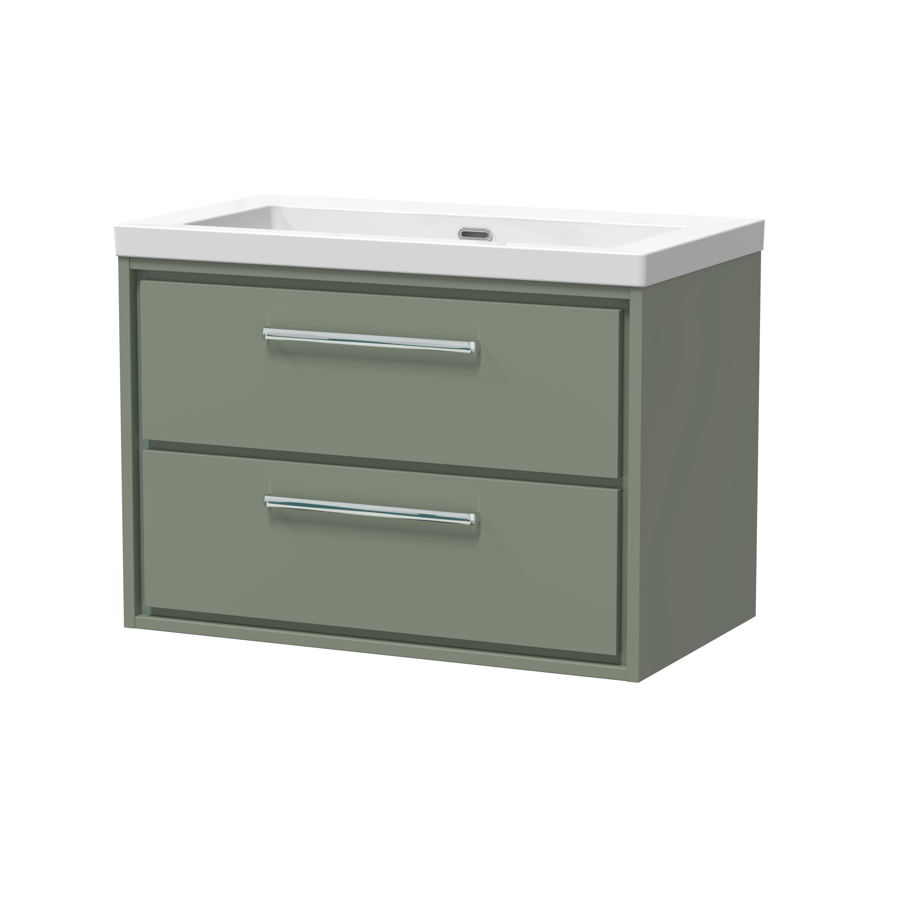 Hudson Reed Lille Fern Green 800mm Wall Hung 2 Drawer Vanity with Basin 0 Tap Hole LIL3126K