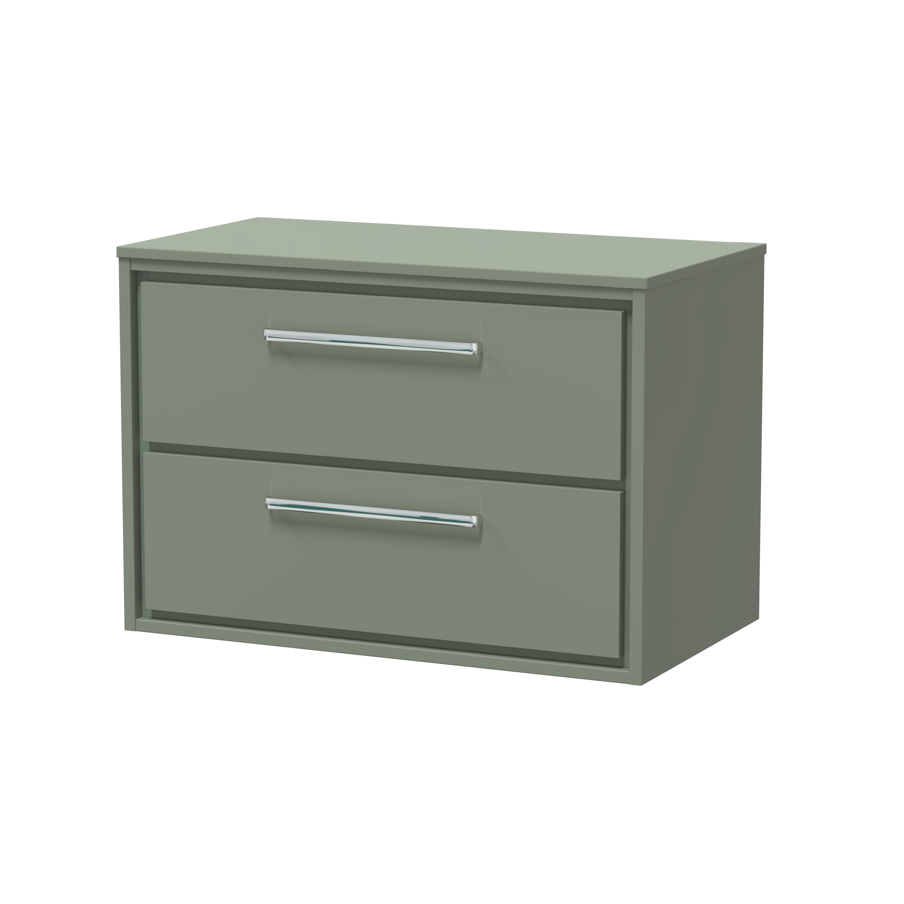 Hudson Reed Lille Fern Green 800mm Wall Hung 2 Drawer Vanity with Worktop LIL3126W