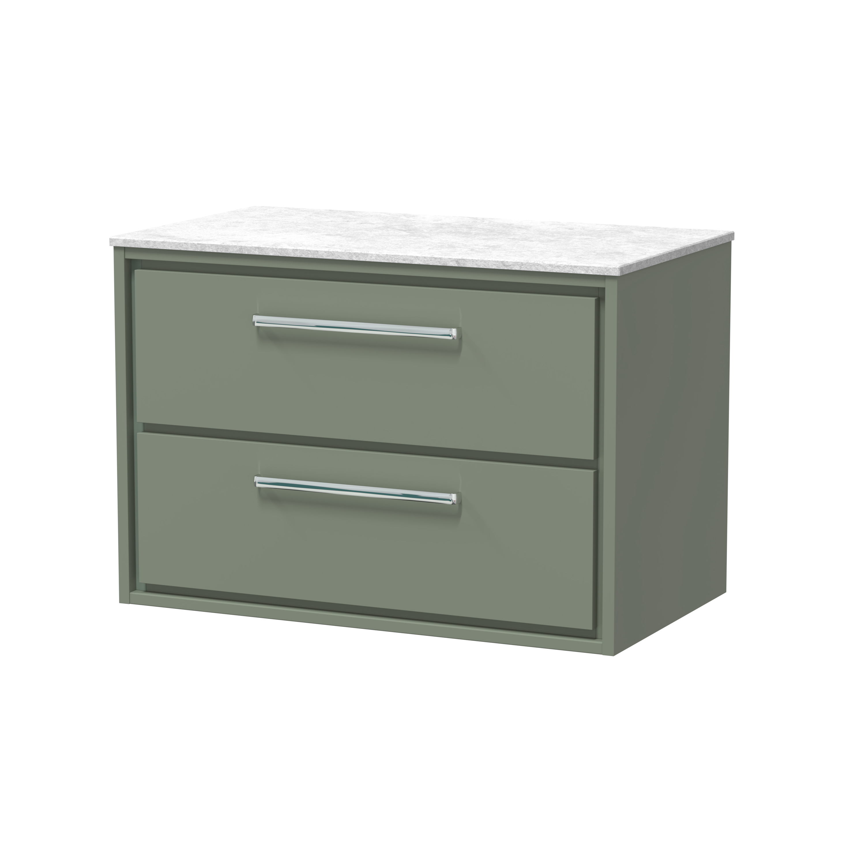 Hudson Reed Lille Fern Green 800mm Wall Hung 2 Drawer Vanity with Marble Worktop LIL3126WMT