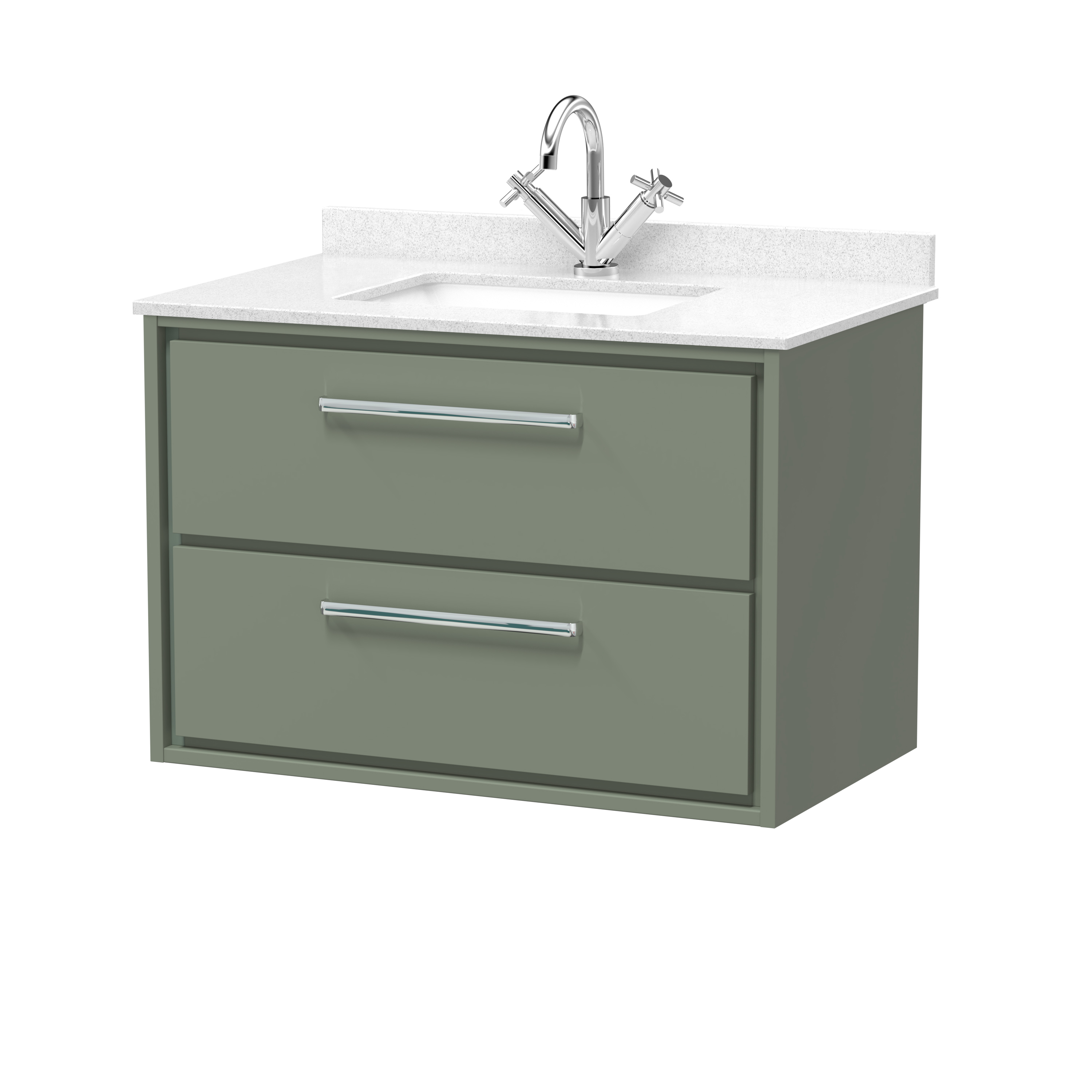 Hudson Reed Lille Fern Green 800mm Wall Hung 2 Drawer Vanity with Marble Worktop Basin LIL3126WS1