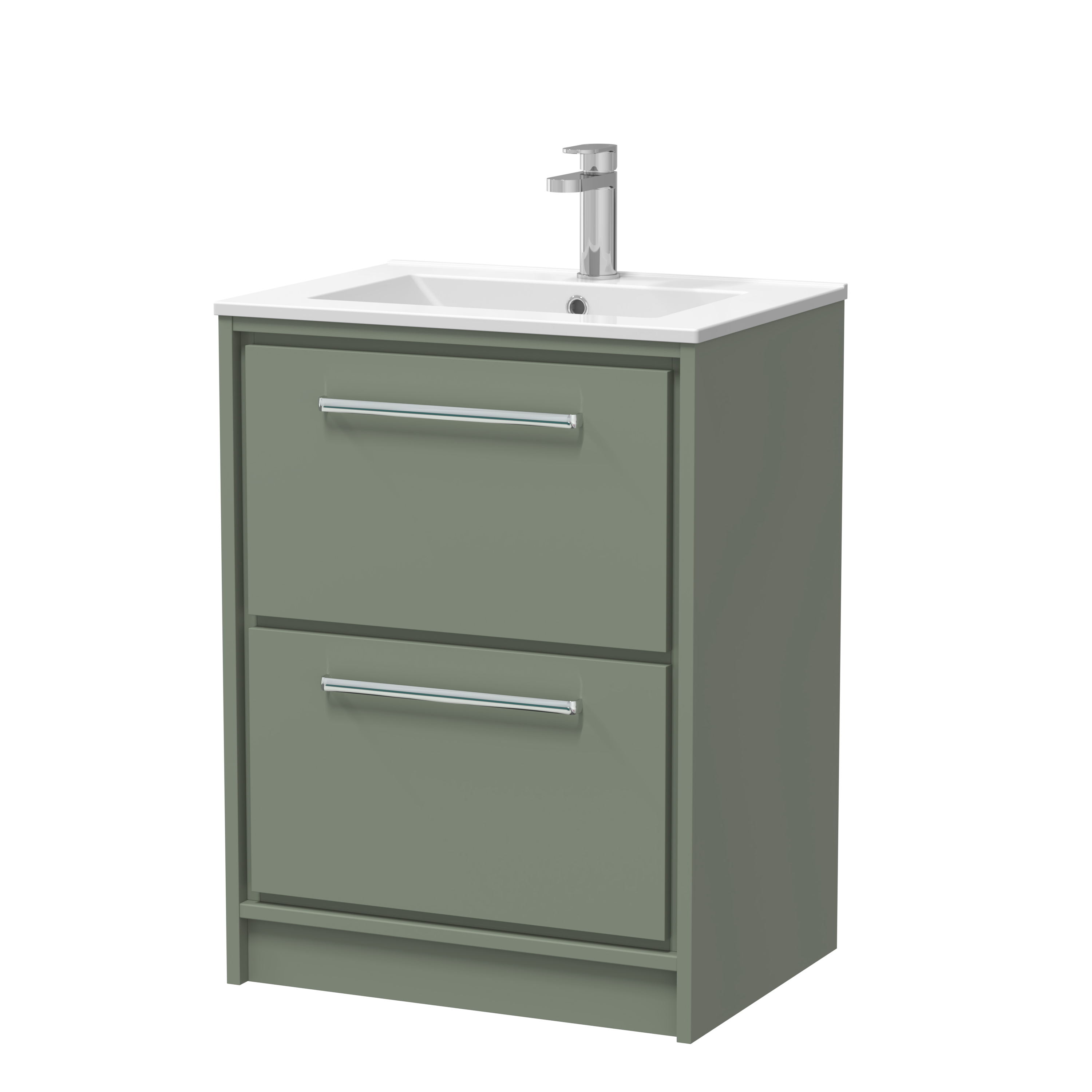 Hudson Reed Lille Fern Green 600mm Floor Standing 2 Drawer Vanity with Basin 1 Tap Hole LIL3133C