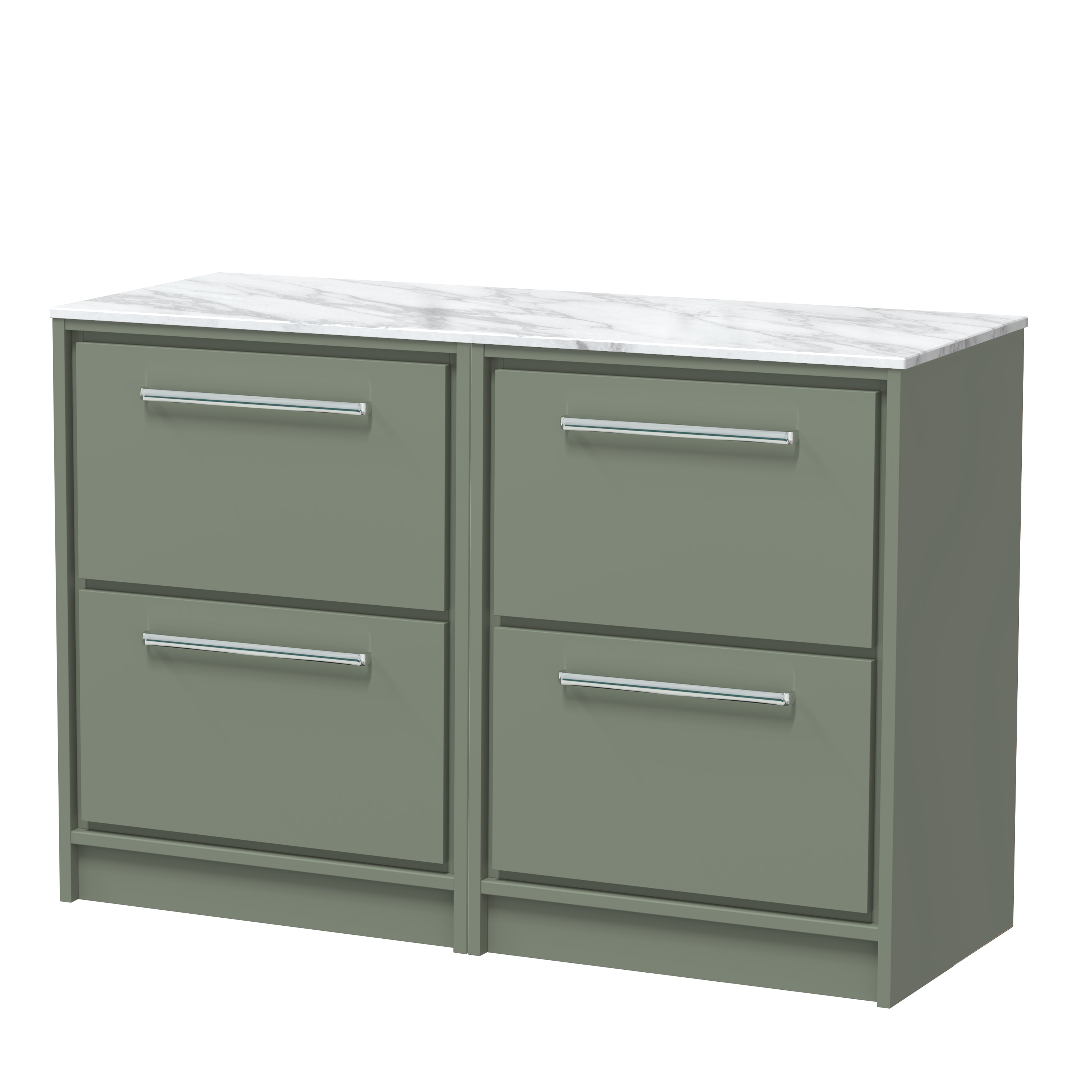 Hudson Reed Lille Fern Green 1200mm Floor Standing 4 Drawer Vanity with Marble Worktop LIL3133CMT2