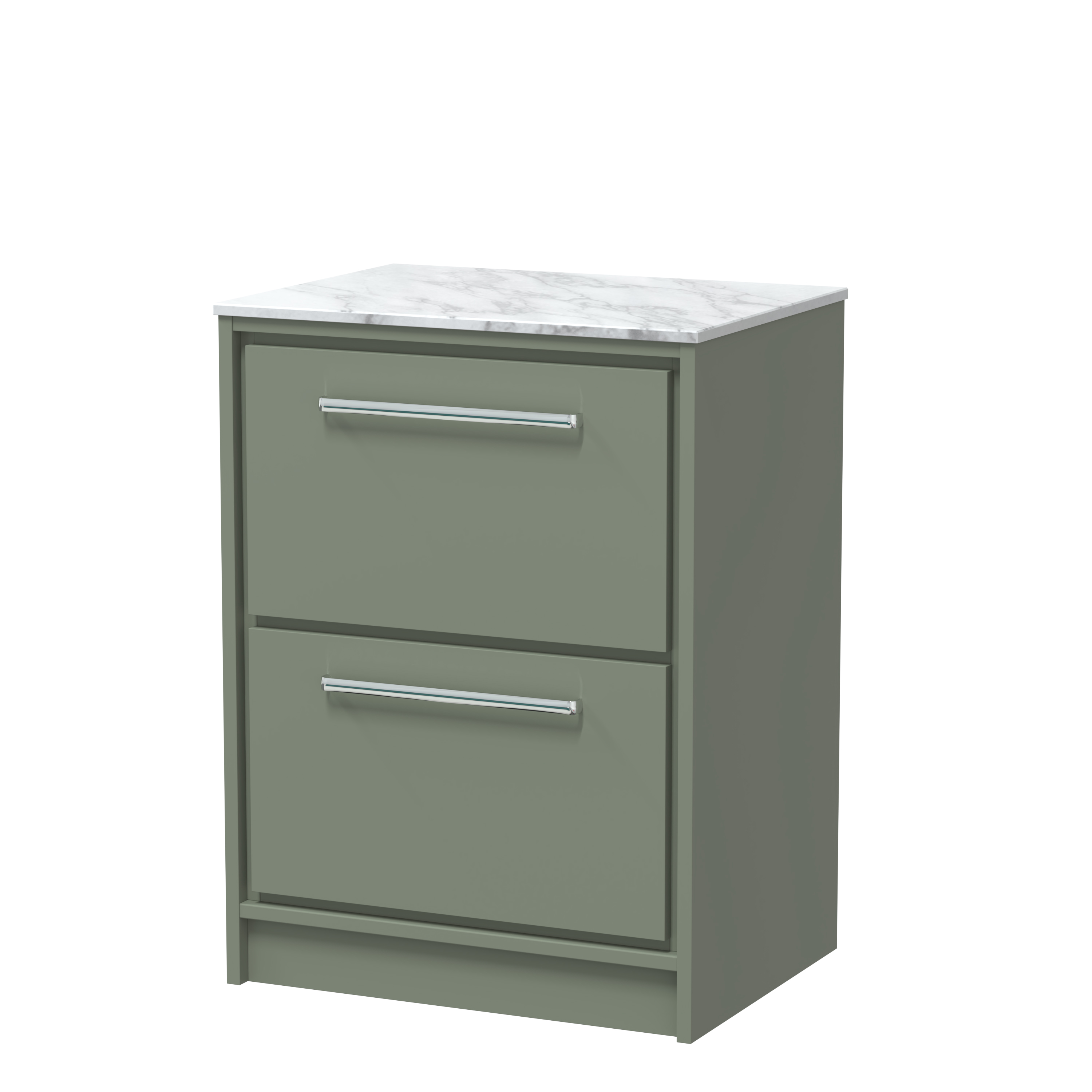 Hudson Reed Lille Fern Green 600mm Floor Standing 2 Drawer Vanity with Marble Worktop LIL3133CMT