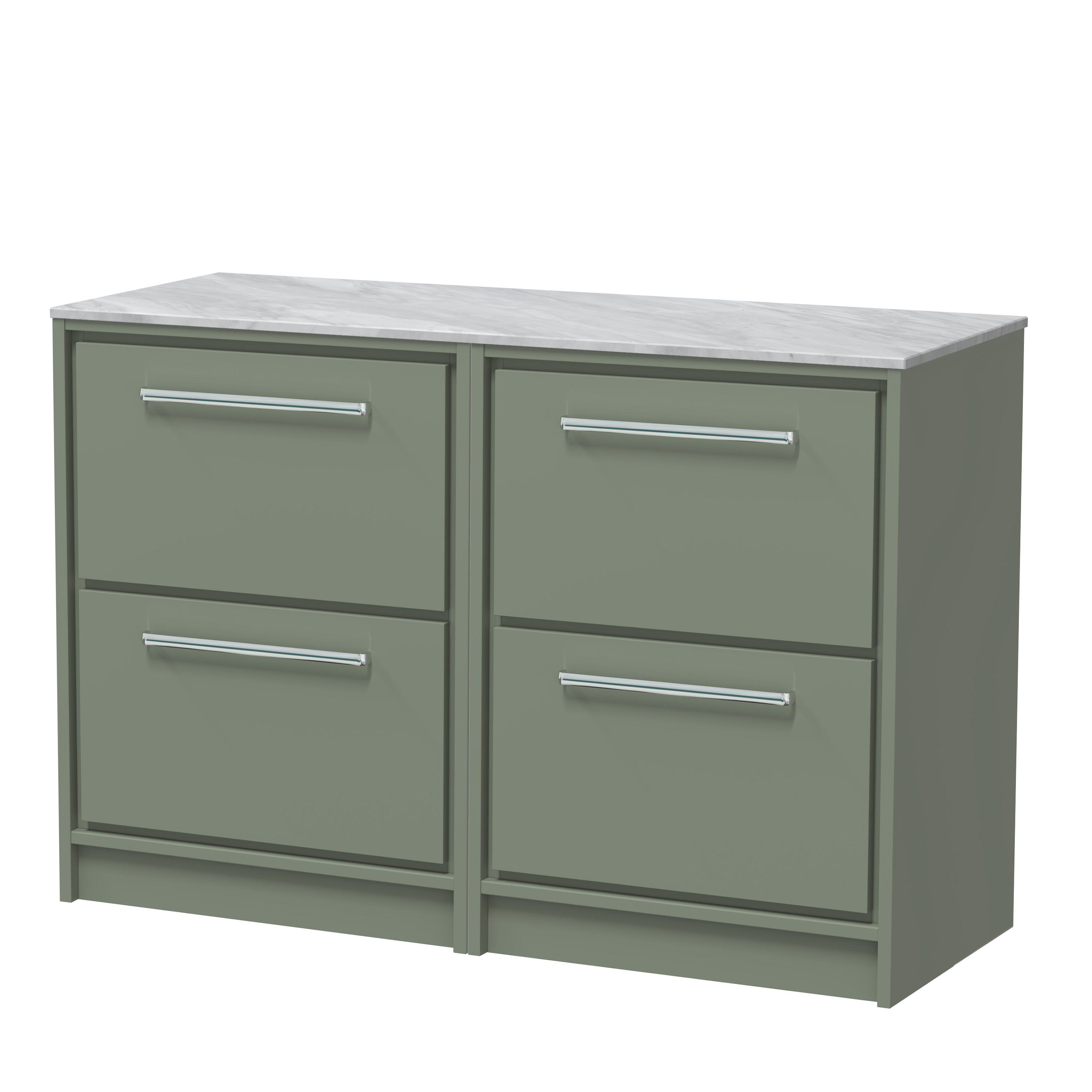 Hudson Reed Lille Fern Green 1200mm Floor Standing 4 Drawer Vanity with Marble Worktop LIL3133GMT2