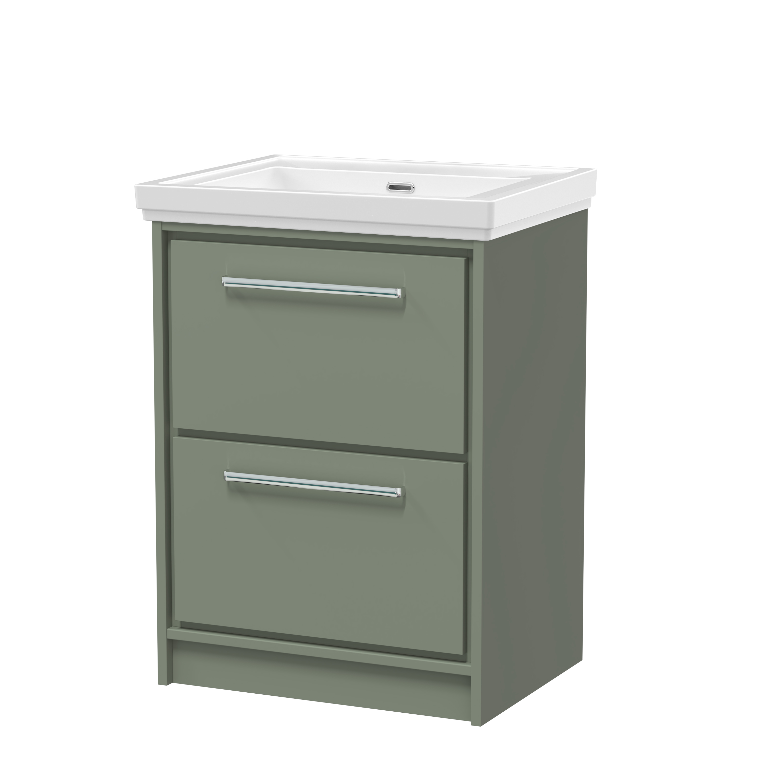 Hudson Reed Lille Fern Green 600mm Floor Standing 2 Drawer Vanity with Basin 0 Tap Hole LIL3133H