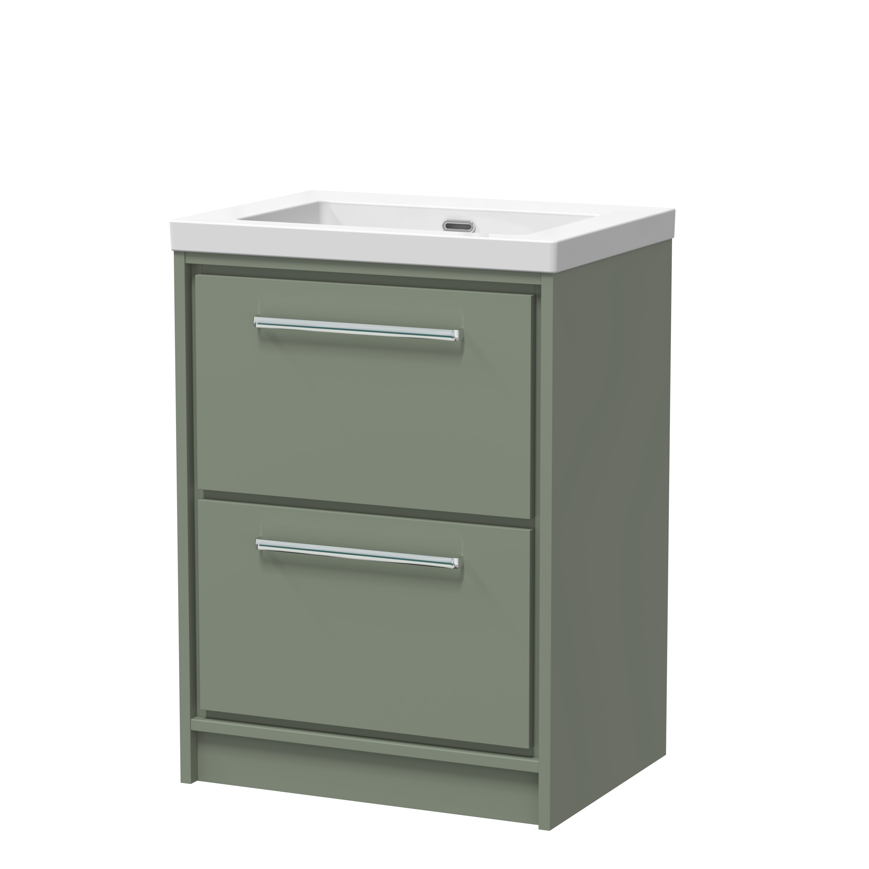 Hudson Reed Lille Fern Green 600mm Floor Standing 2 Drawer Vanity with Basin 0 Tap Hole LIL3133K