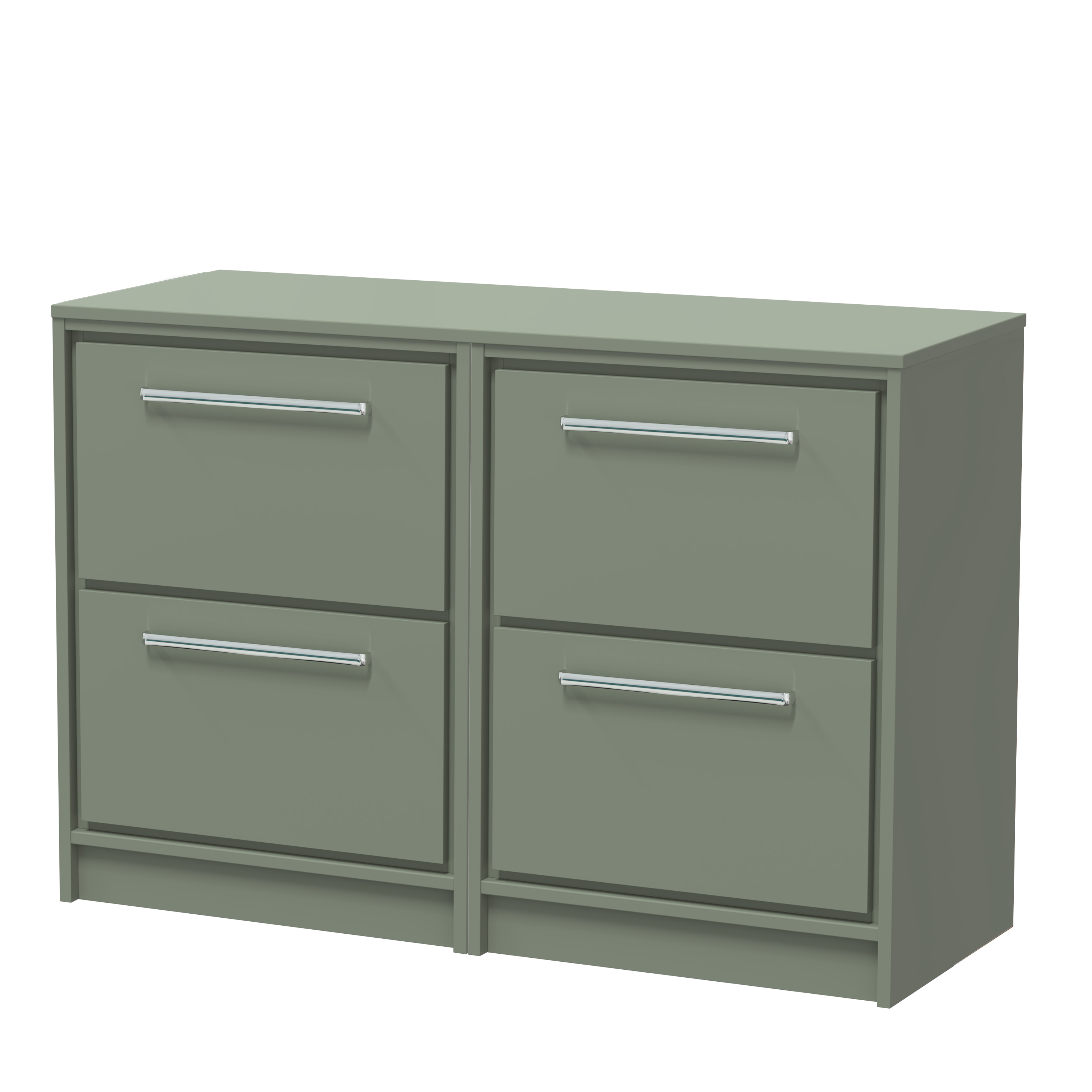 Hudson Reed Lille Fern Green 1200mm Floor Standing 4 Drawer Vanity with Worktop LIL3133W2