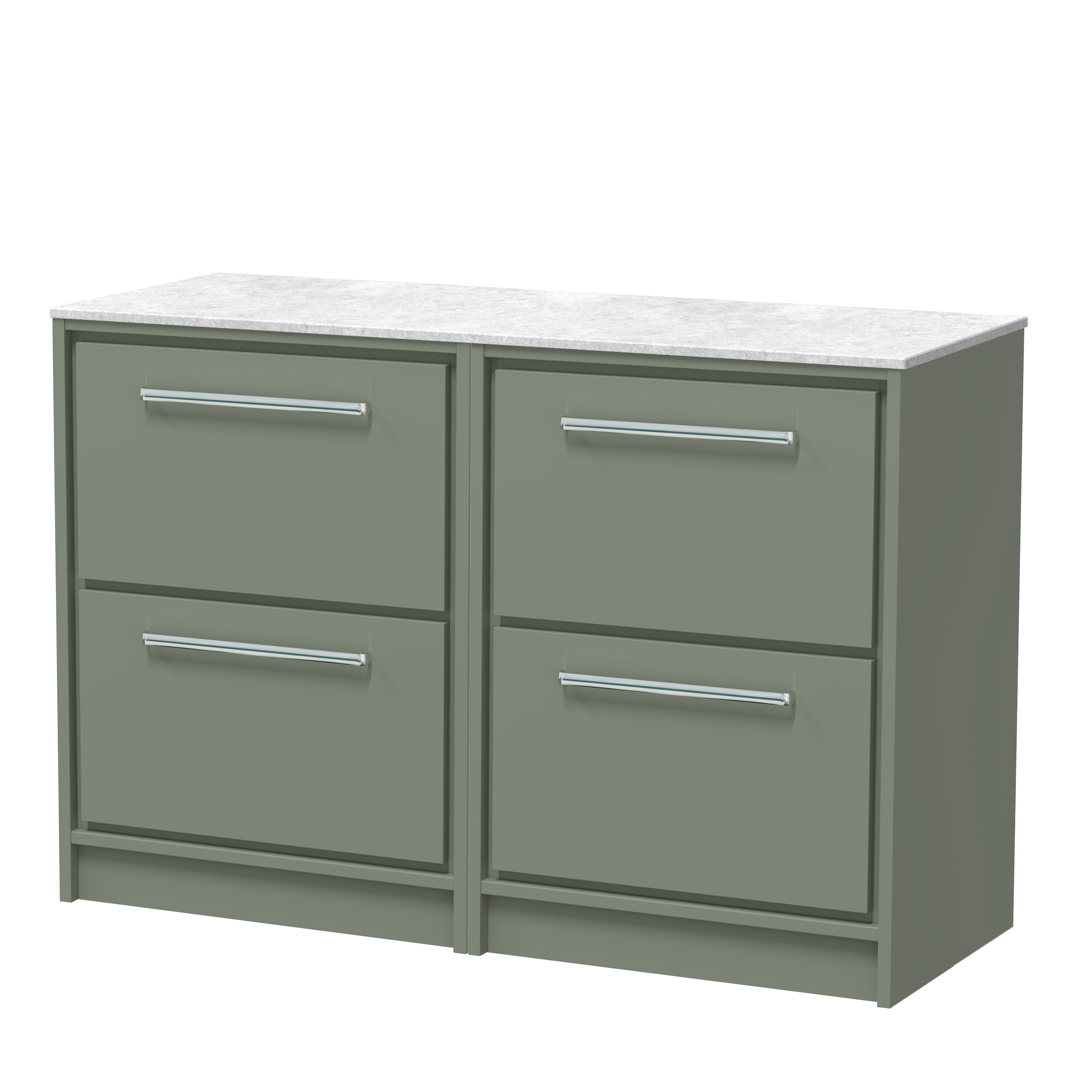 Hudson Reed Lille Fern Green 1200mm Floor Standing 4 Drawer Vanity with Marble Worktop LIL3133WMT2
