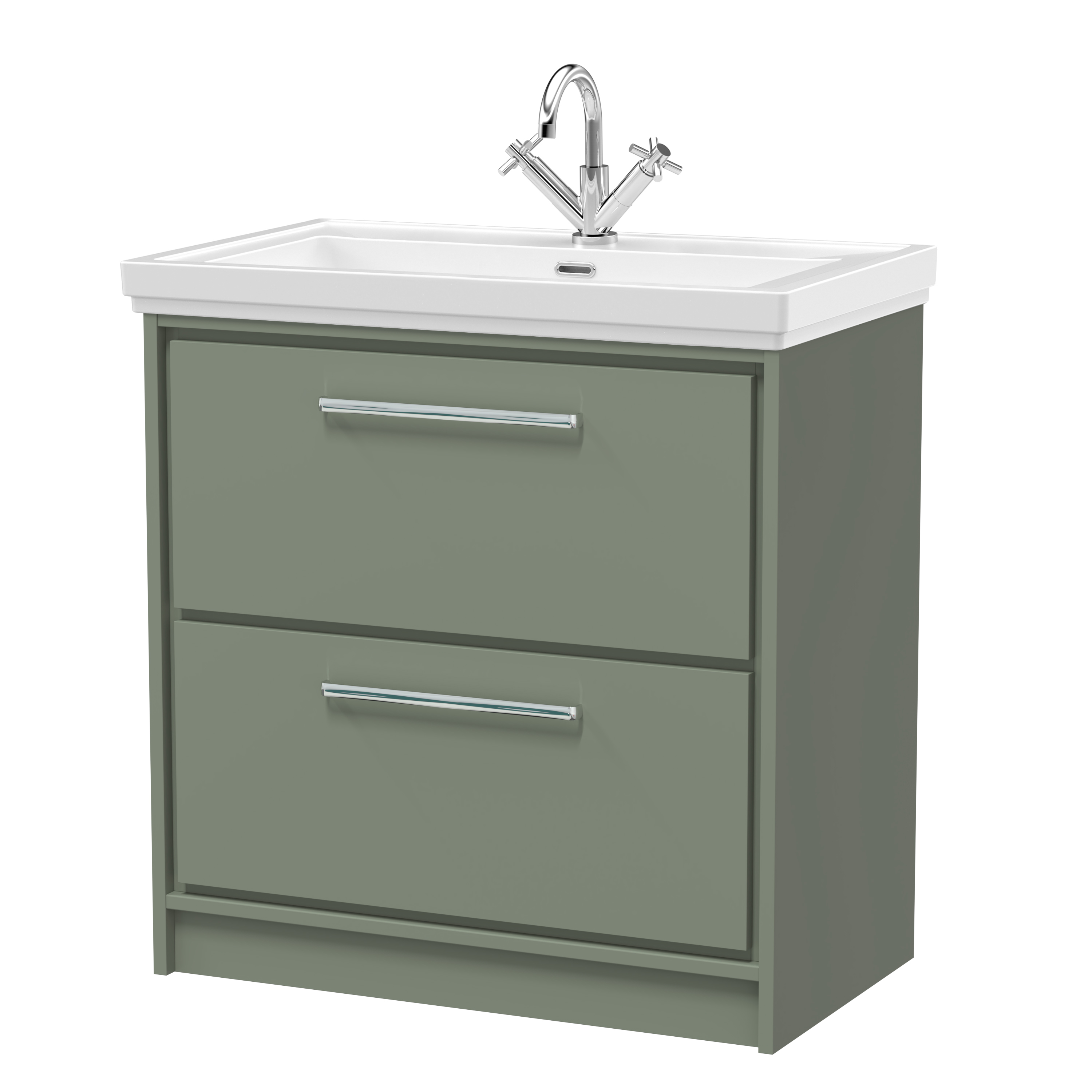 Hudson Reed Lille Fern Green 800mm Floor Standing 2 Drawer Vanity with Basin 1 Tap Hole LIL3135A