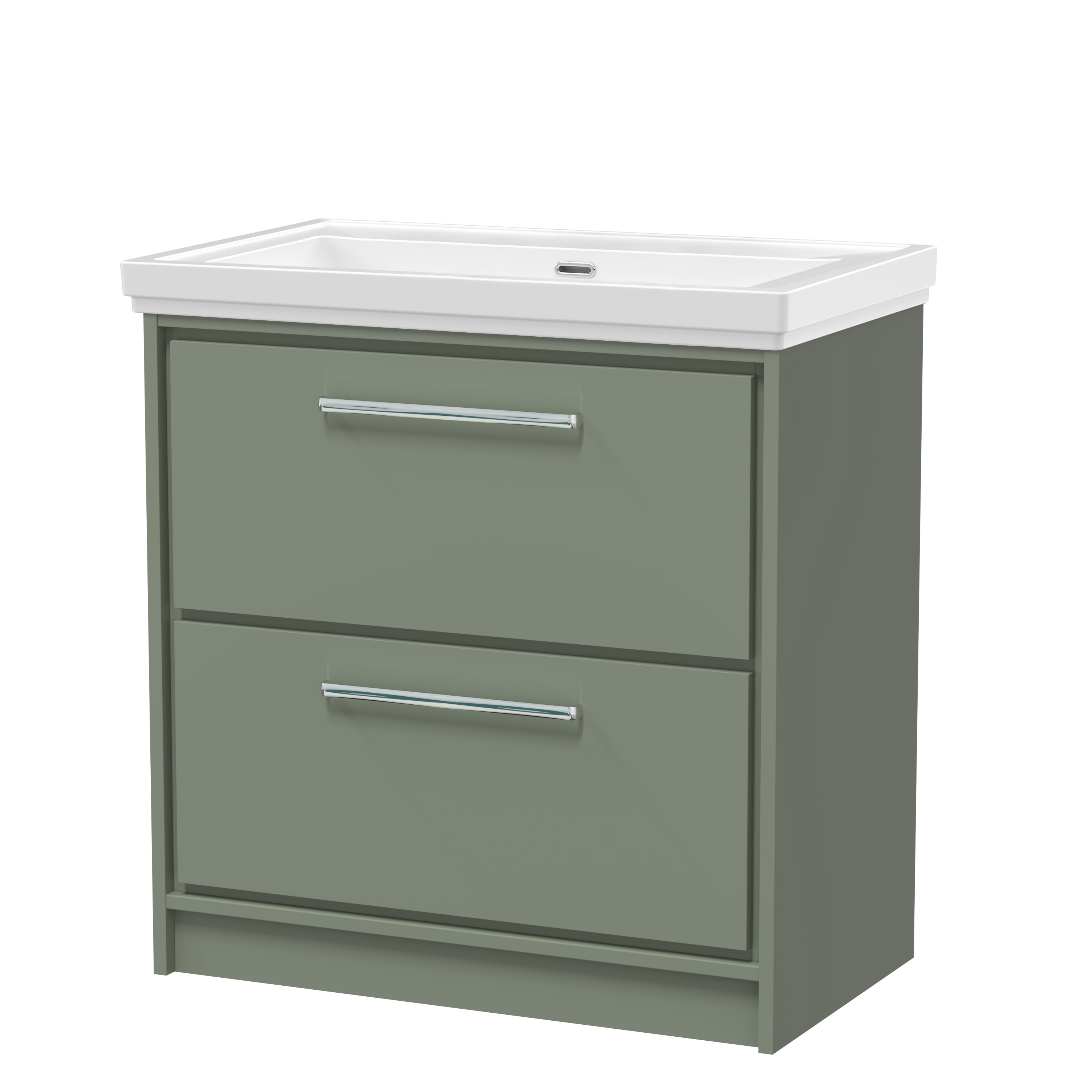 Hudson Reed Lille Fern Green 800mm Floor Standing 2 Drawer Vanity with Basin 0 Tap Hole LIL3135H