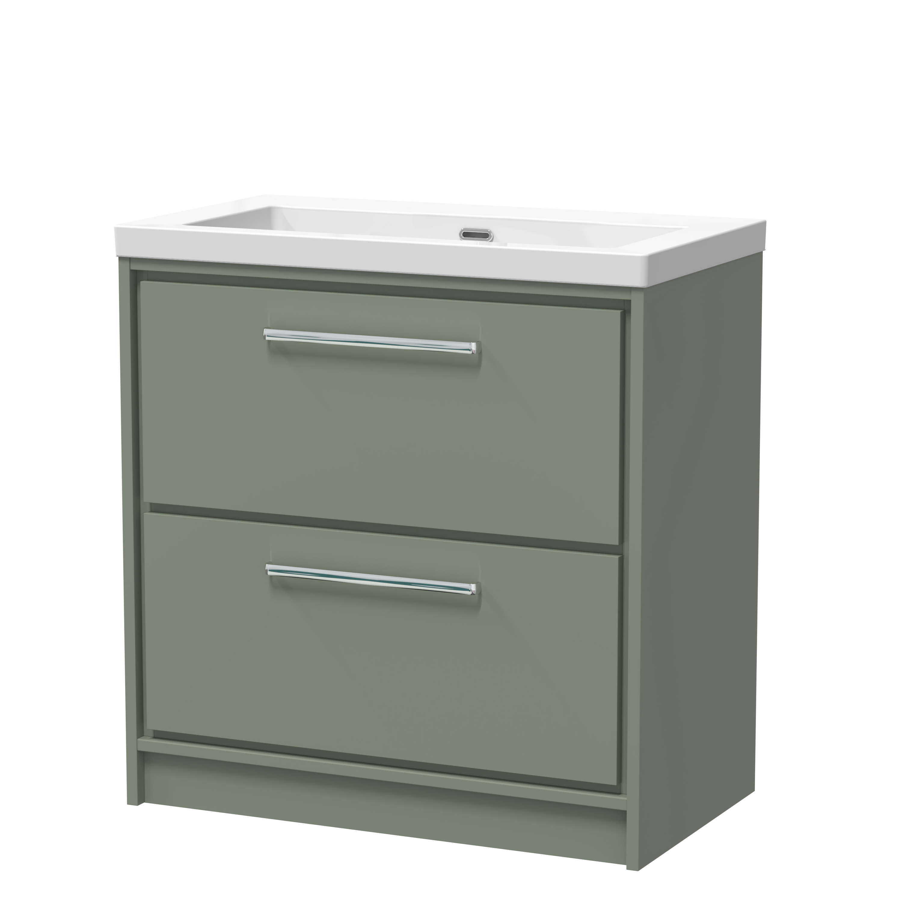 Hudson Reed Lille Fern Green 800mm Floor Standing 2 Drawer Vanity with Basin 0 Tap Hole LIL3135K