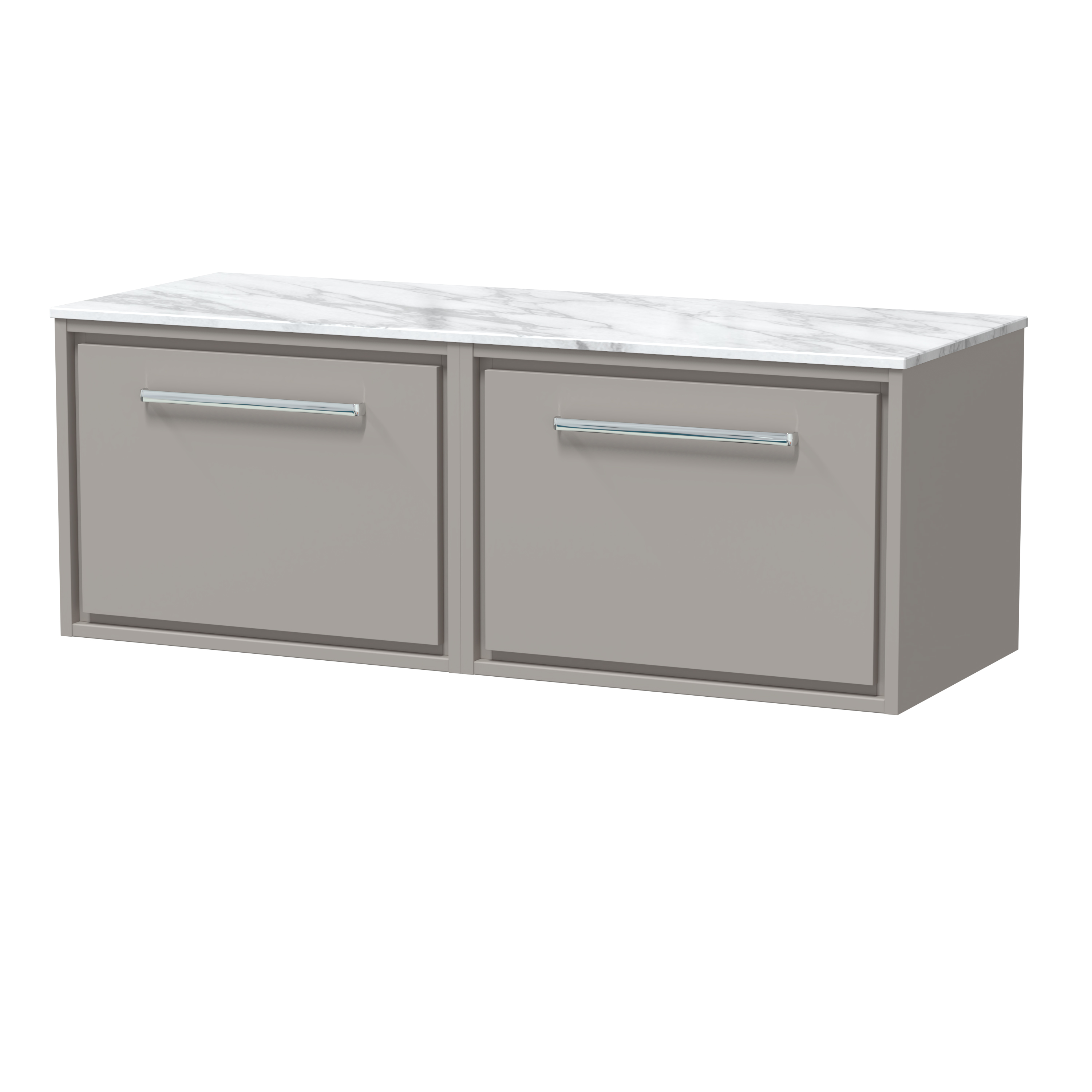 Hudson Reed Lille Pebble Grey 1200mm Wall Hung Vanity with Marble Worktop LIL3222CMT2