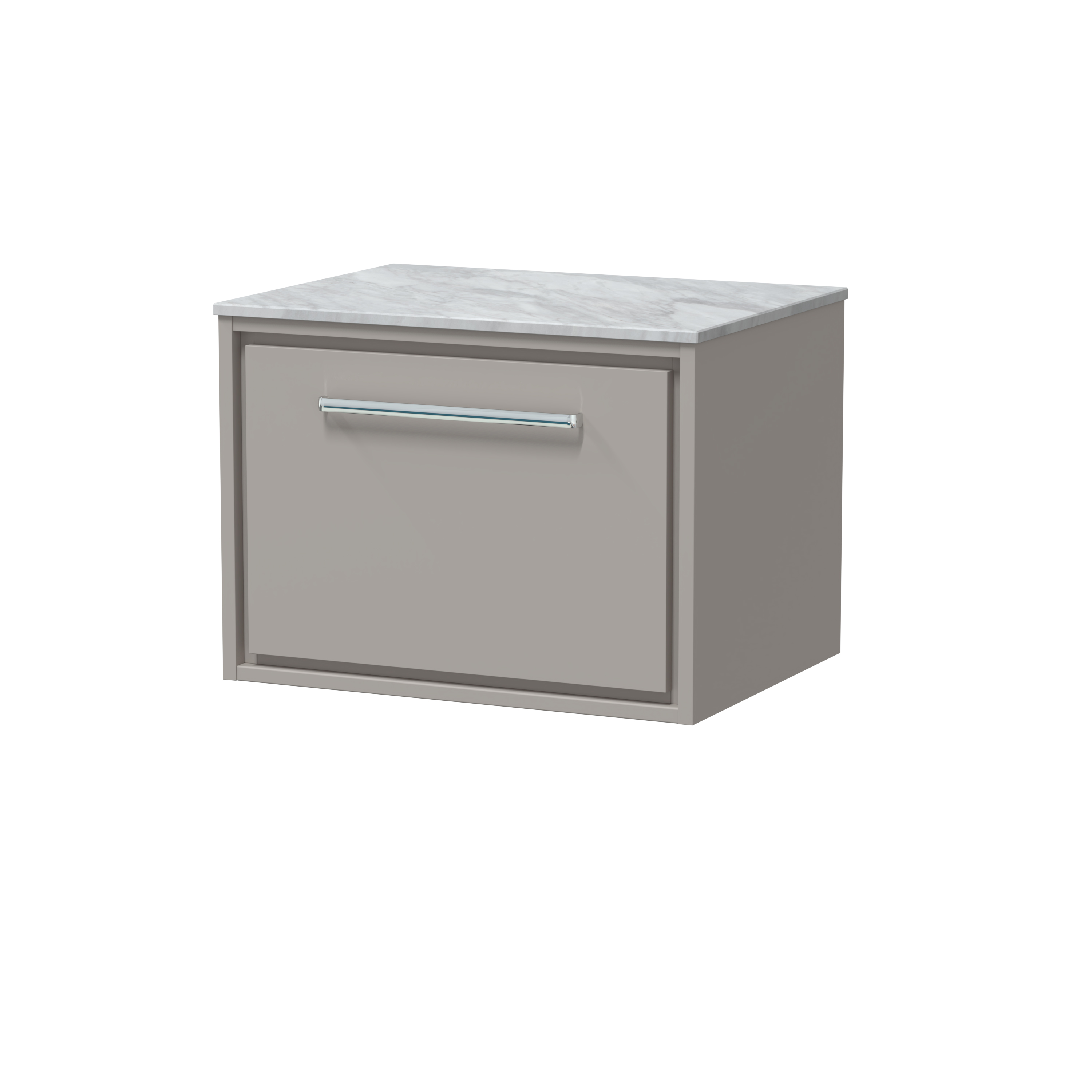 Hudson Reed Lille Pebble Grey 600mm Wall Hung Vanity with Marble Worktop LIL3222GMT