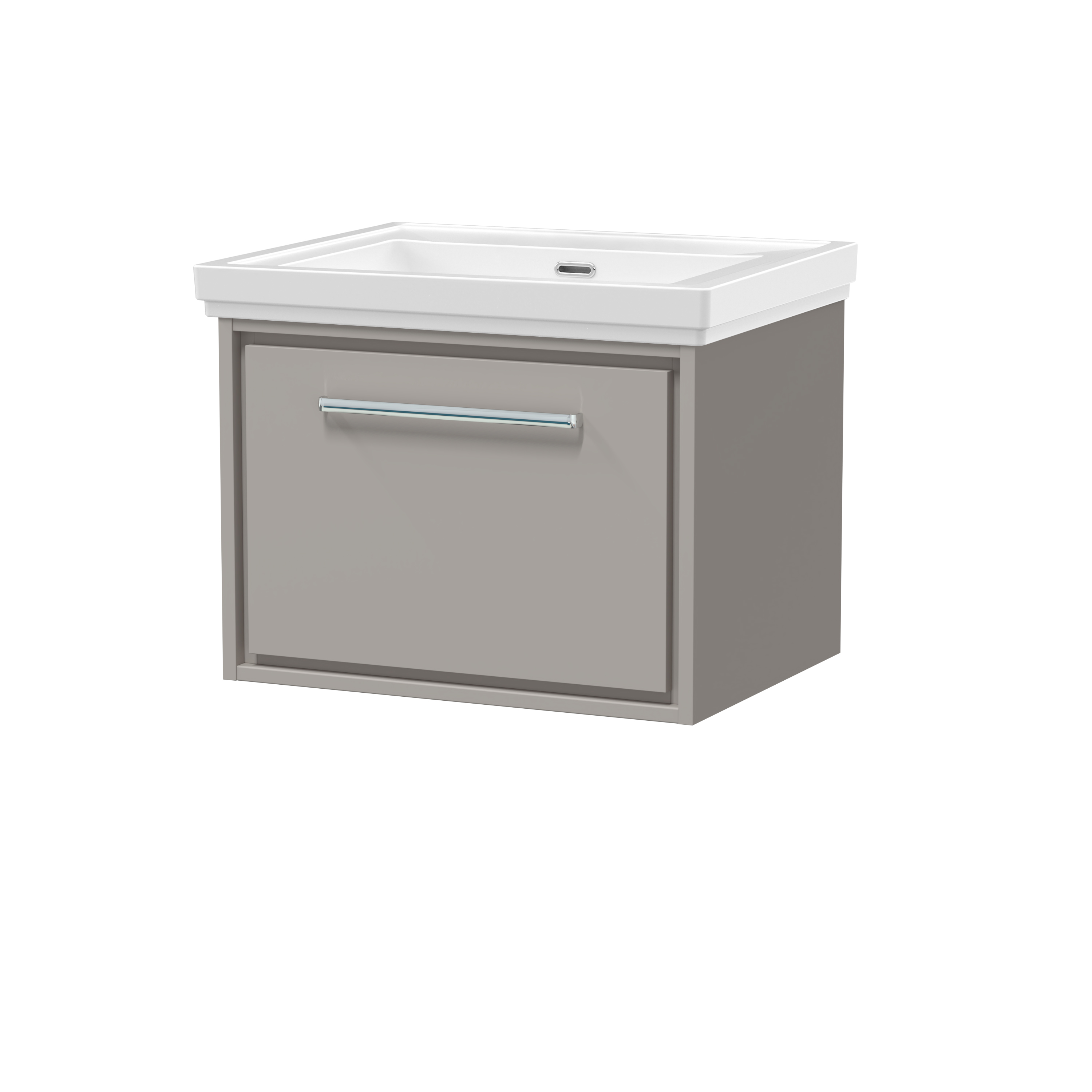Hudson Reed Lille Pebble Grey 600mm Wall Hung Vanity with Basin 0 Tap Hole LIL3222H