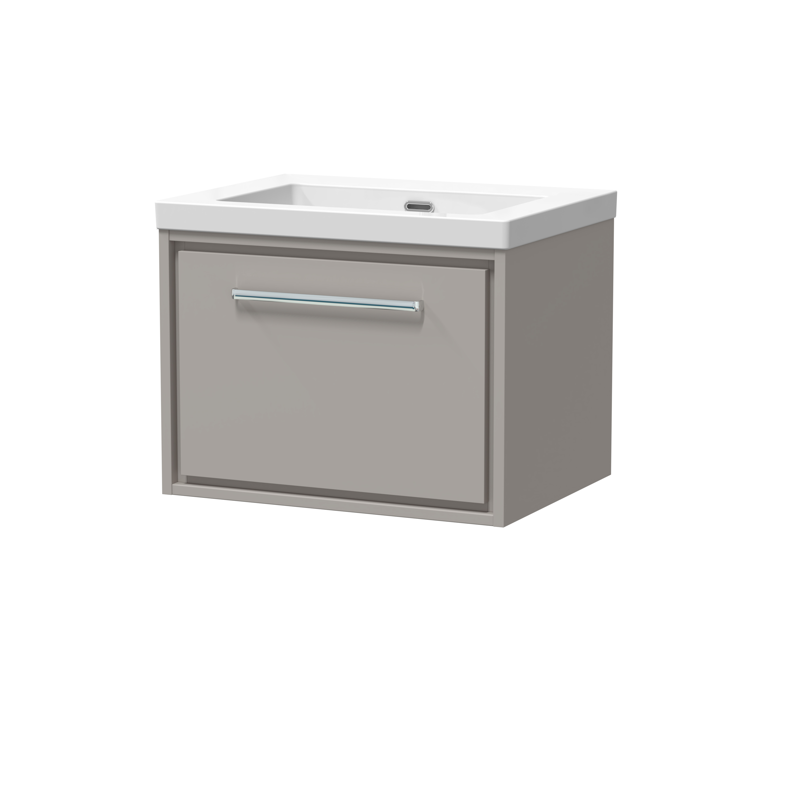 Hudson Reed Lille Pebble Grey 600mm Wall Hung Vanity with Basin 0 Tap Hole LIL3222K
