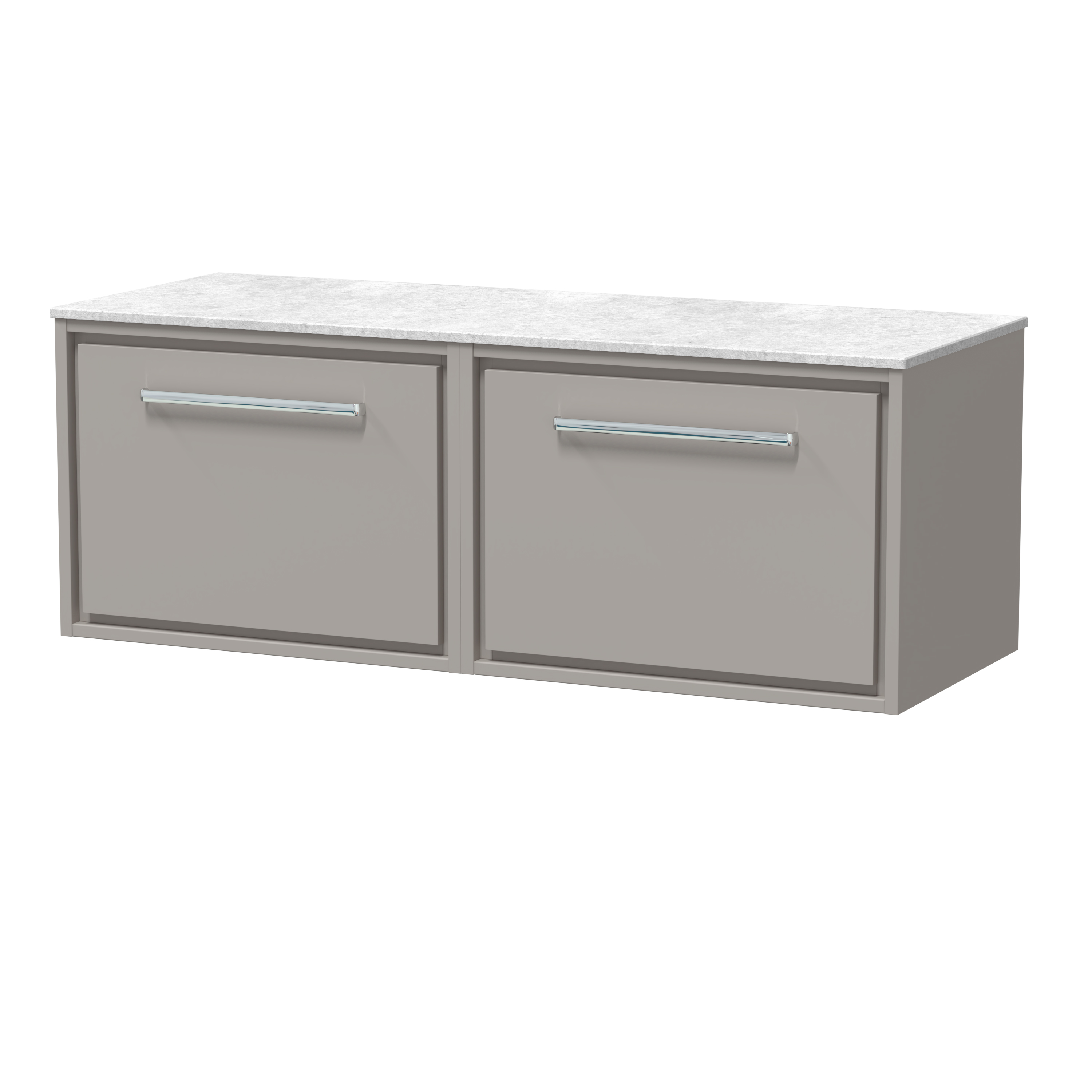Hudson Reed Lille Pebble Grey 1200mm Wall Hung Vanity with Marble Worktop LIL3222WMT2