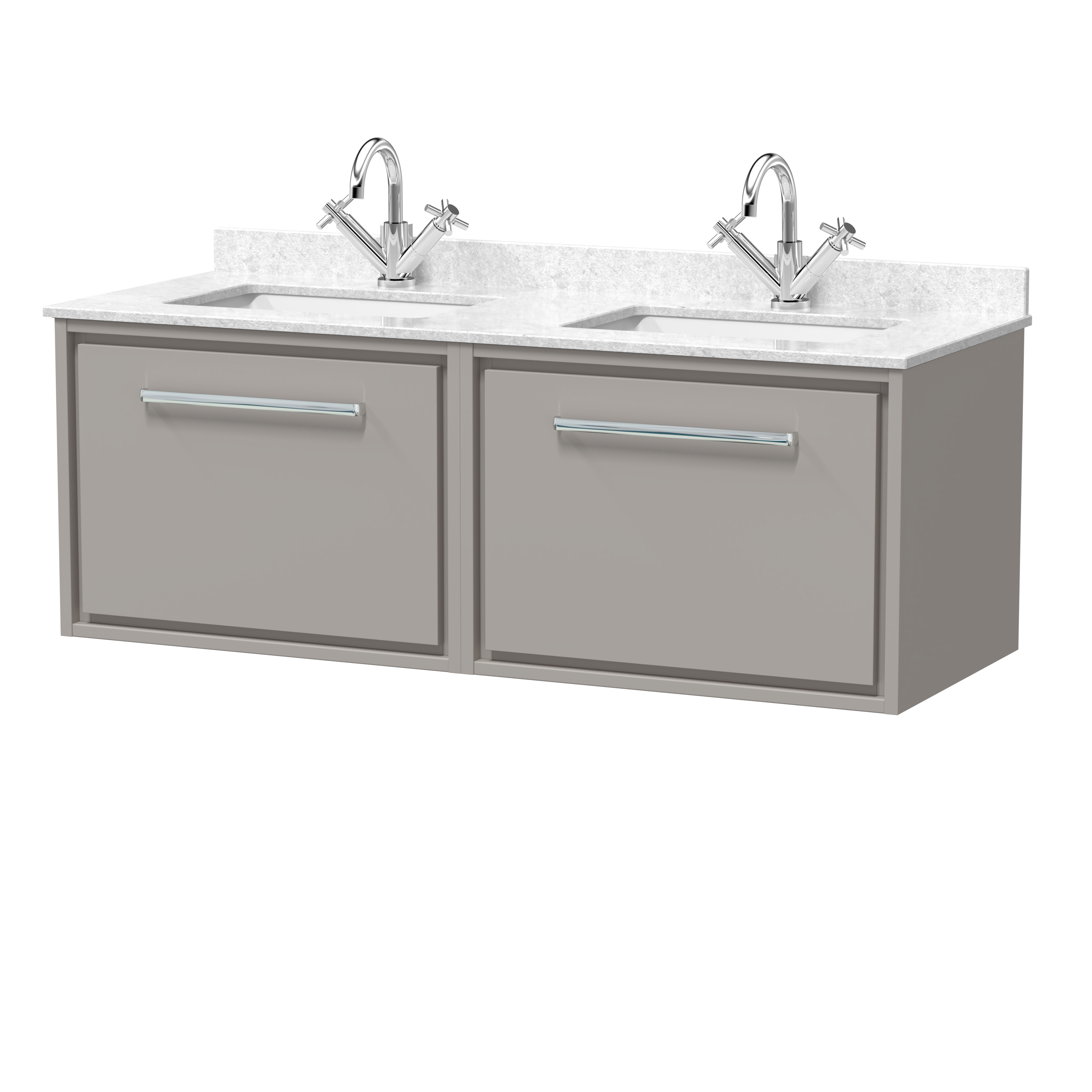 Hudson Reed Lille Pebble Grey 1200mm Wall Hung Vanity with Marble Worktop Basin LIL3222WS2